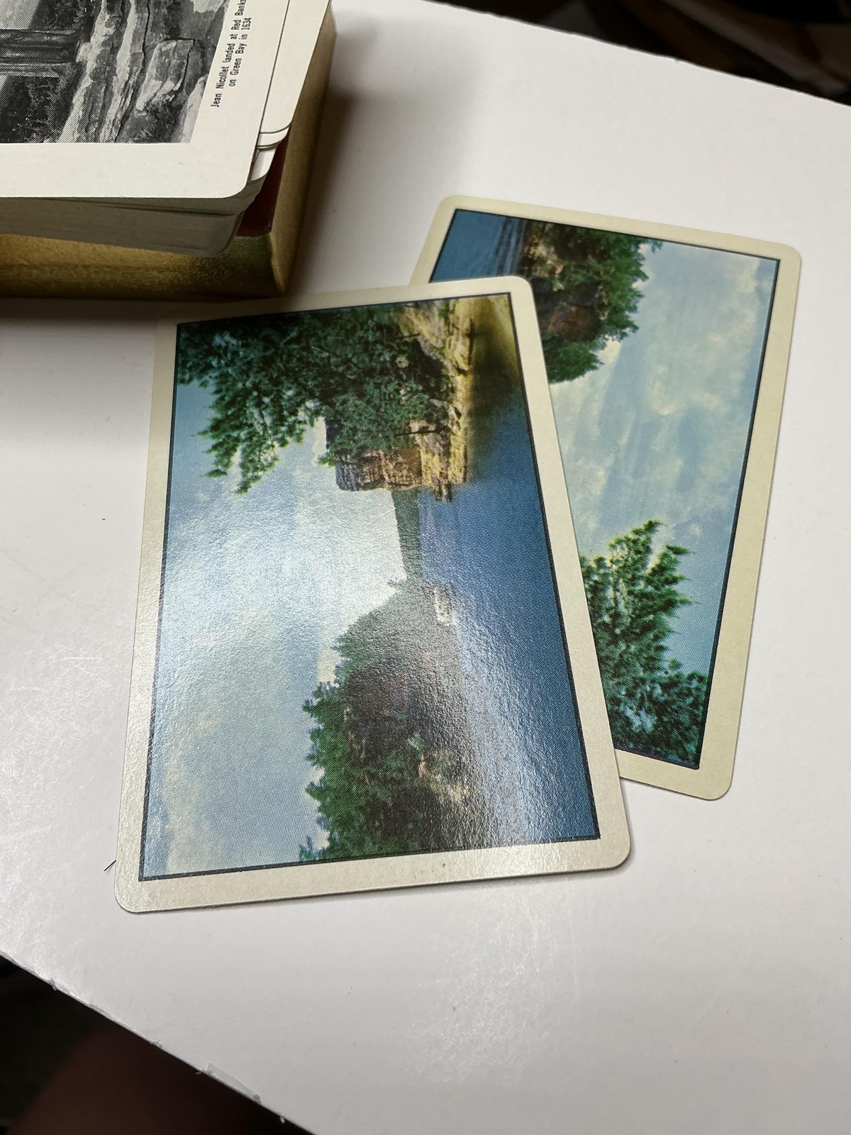 Vintage Beautiful Wisconsin Scenic Souvenir Playing Cards Deck Gold Box