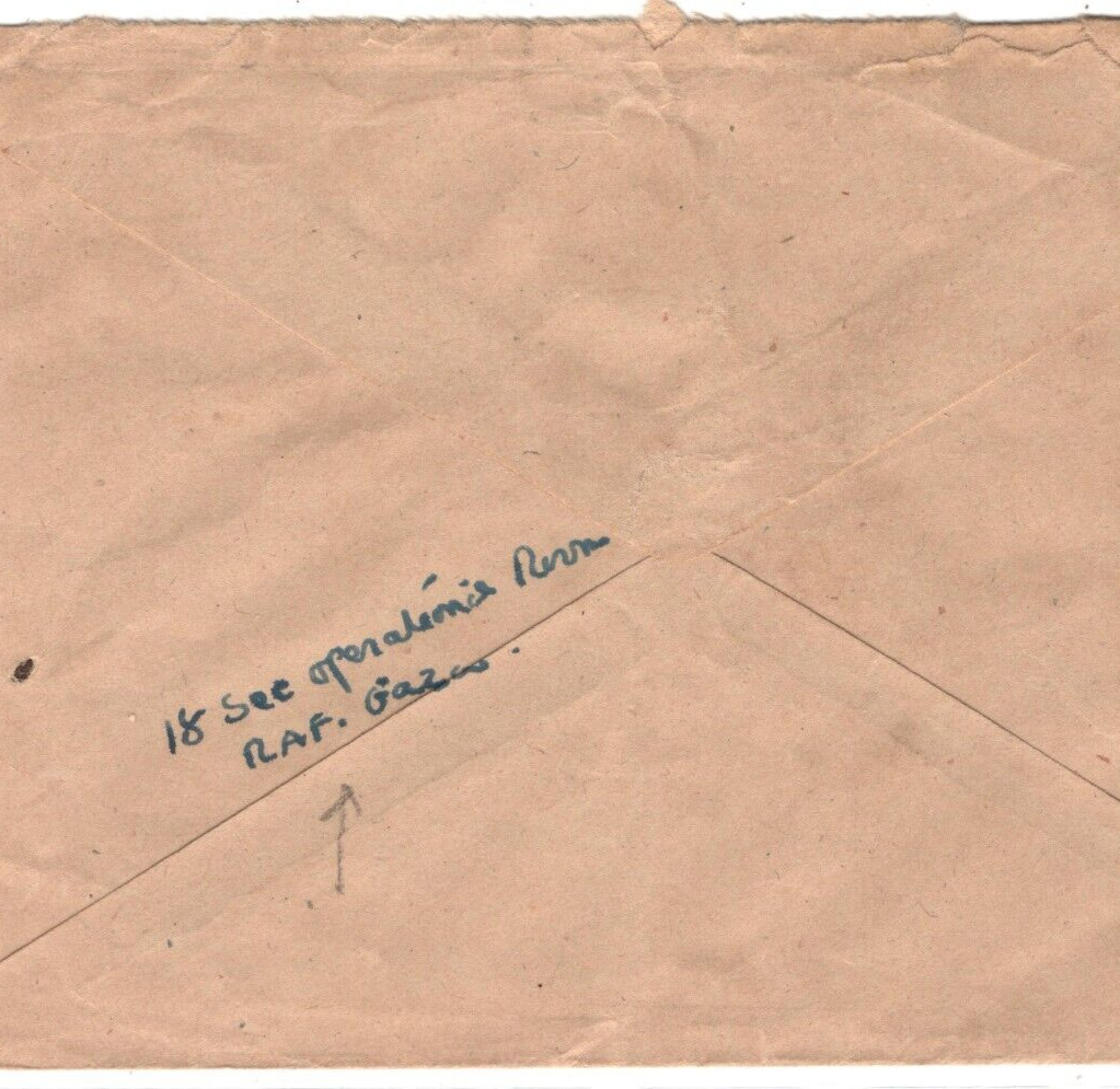 PALESTINE WW2 GB Forces *RAF GAZA* (Reverse) CENSOR 112 Cover 1943 FPO.257 MA10