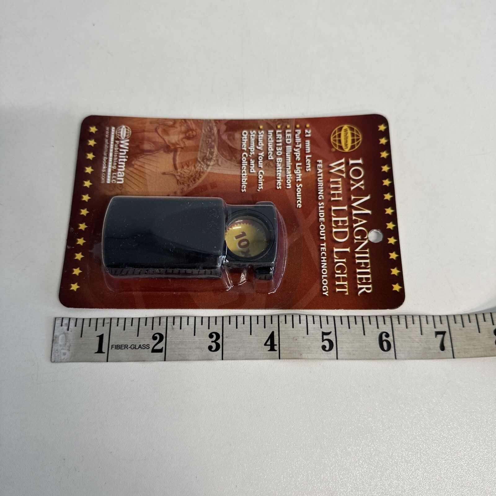 Coin Collector 10X Magnifier Pull Out Loupe 23mm W/ Led Best Value Bills Whi Da