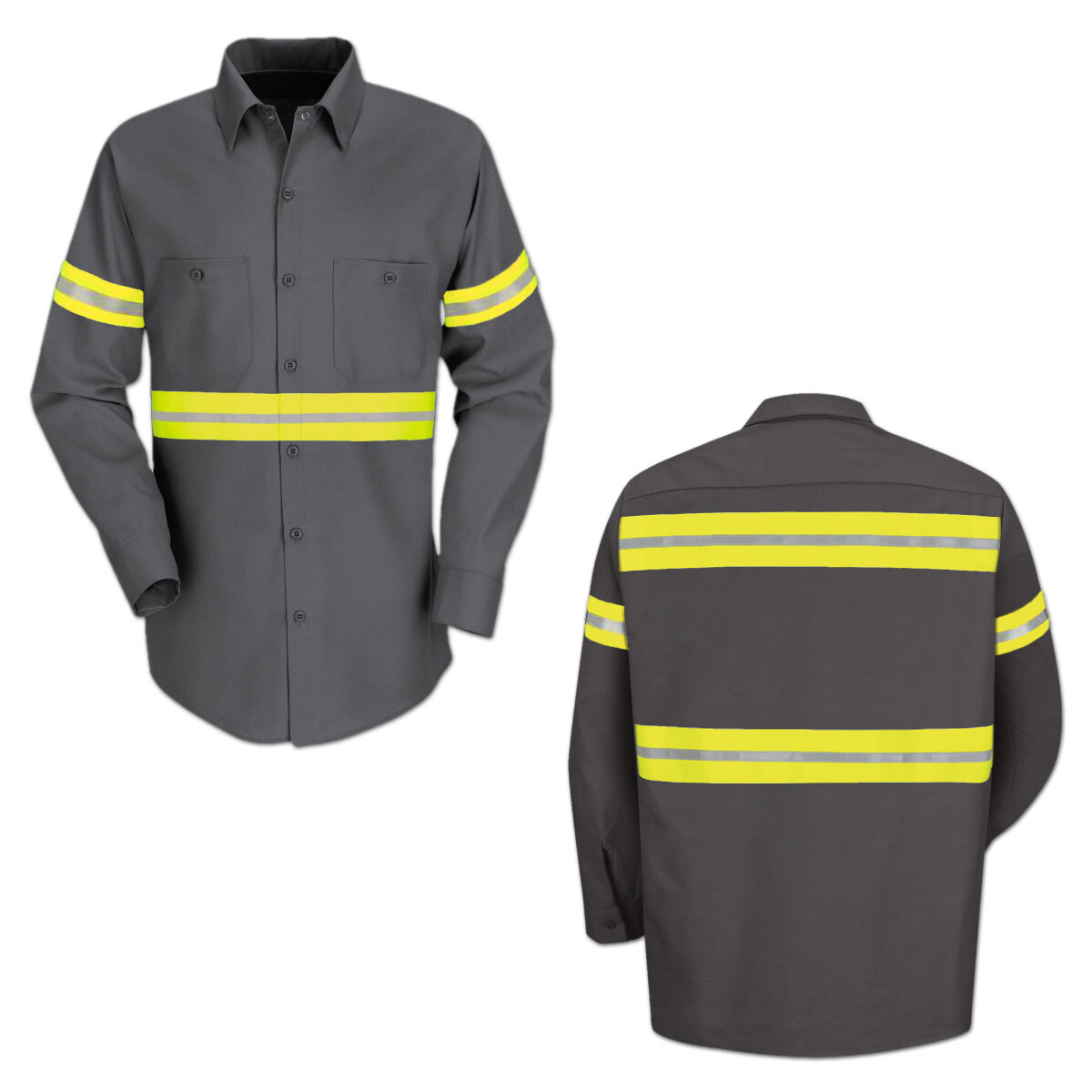 Red Kap Hi Vis Reflective Work Towing Uniform Shirt LS