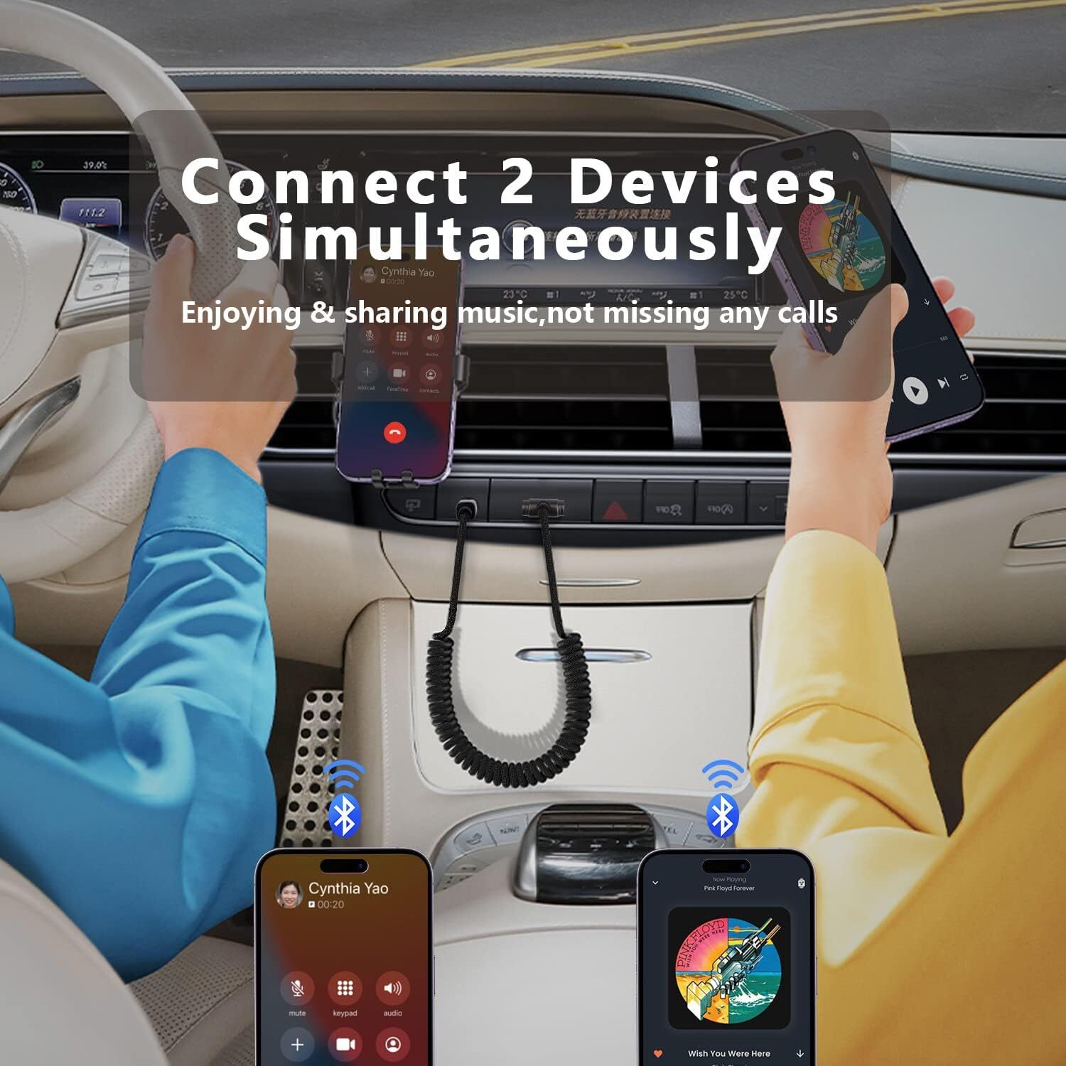 Aux to Bluetooth 5.1 Adapter 3.5mm Bluetooth Receiver Microphone for Car