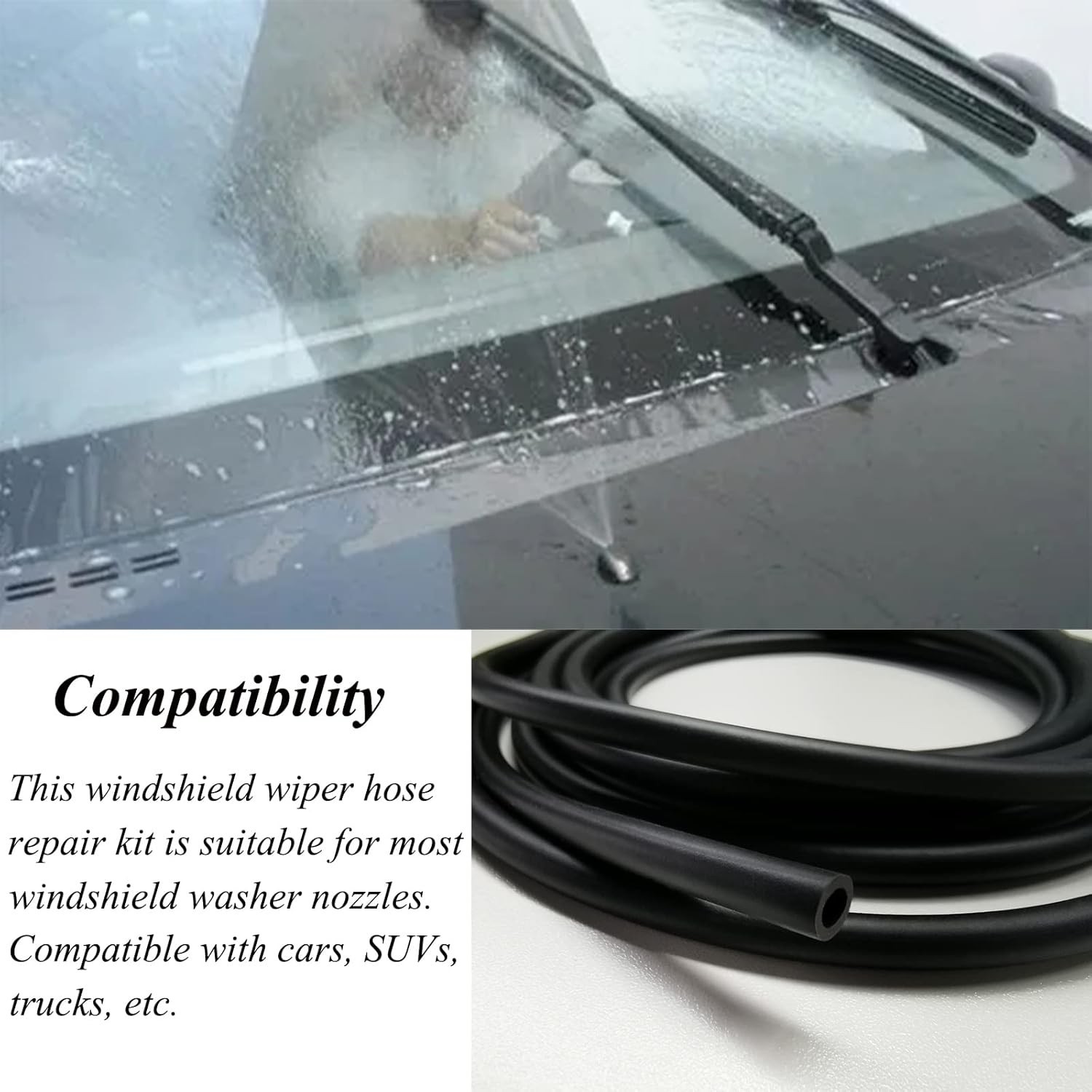 Windshield Washer Hose Kit - Includes 4 Meter Washer Fluid Hose & 12 Pcs Hose