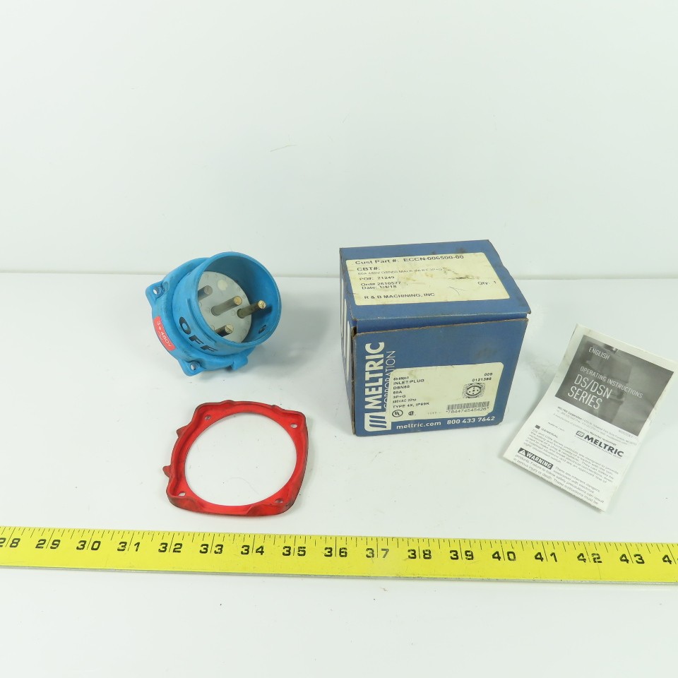 Meltric 63-68043 DSN60 Industrial Inlet Plug 60A 480VAC 20HP 3P+G