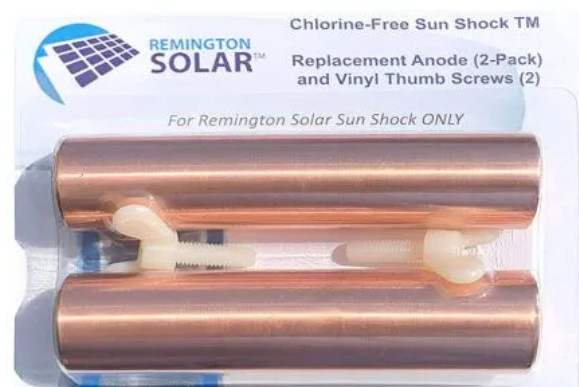 Remington Solar Copper Anode, 2 x Replacement, Sun Shock Solar Pool Ionizer