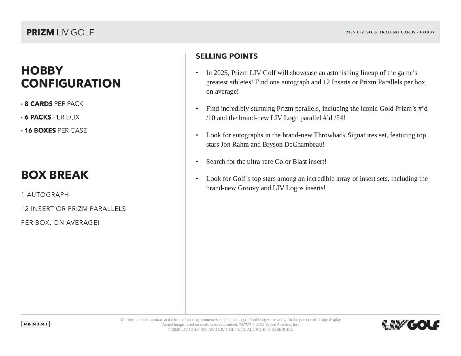 2025 PANINI PRIZM LIV GOLF HOBBY BOX - BRAND NEW - FAST FREE SHIPPING 🔥🔥🔥