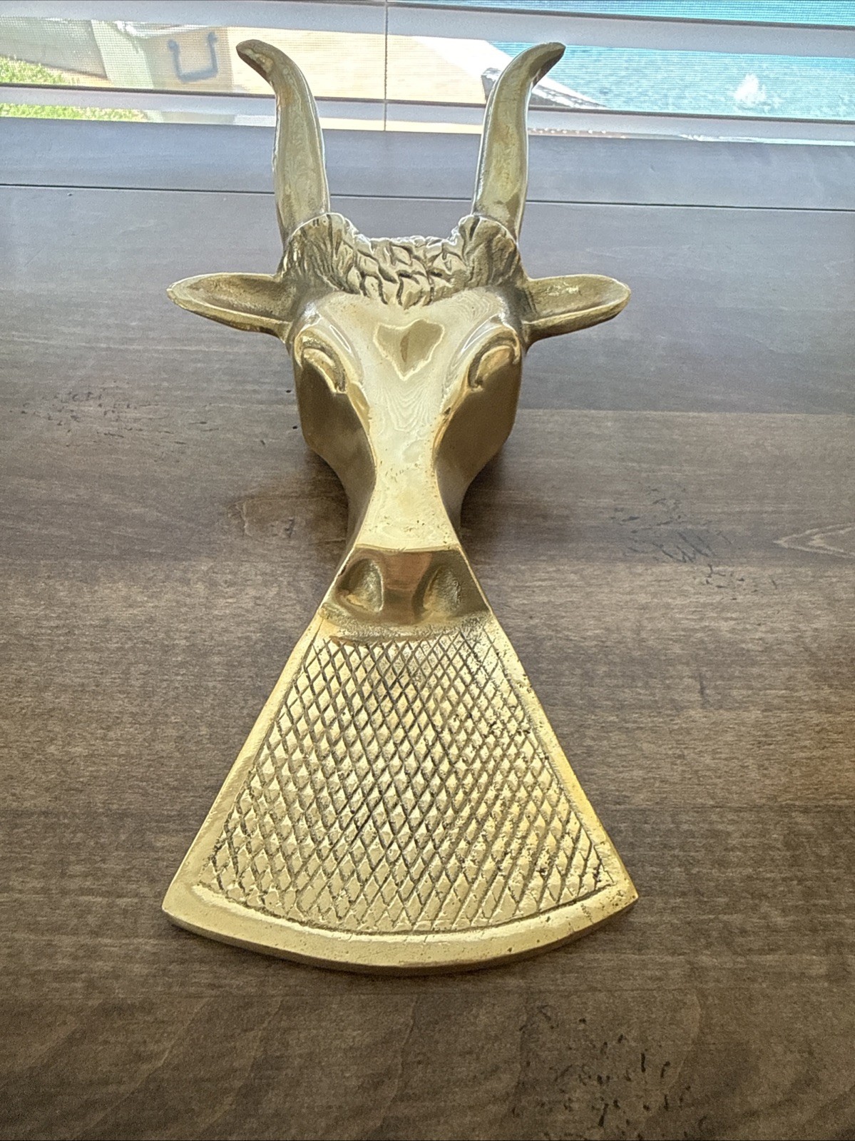 Vintage Brass Boot Jack Remover Goat, Bull Door Stop Heavy