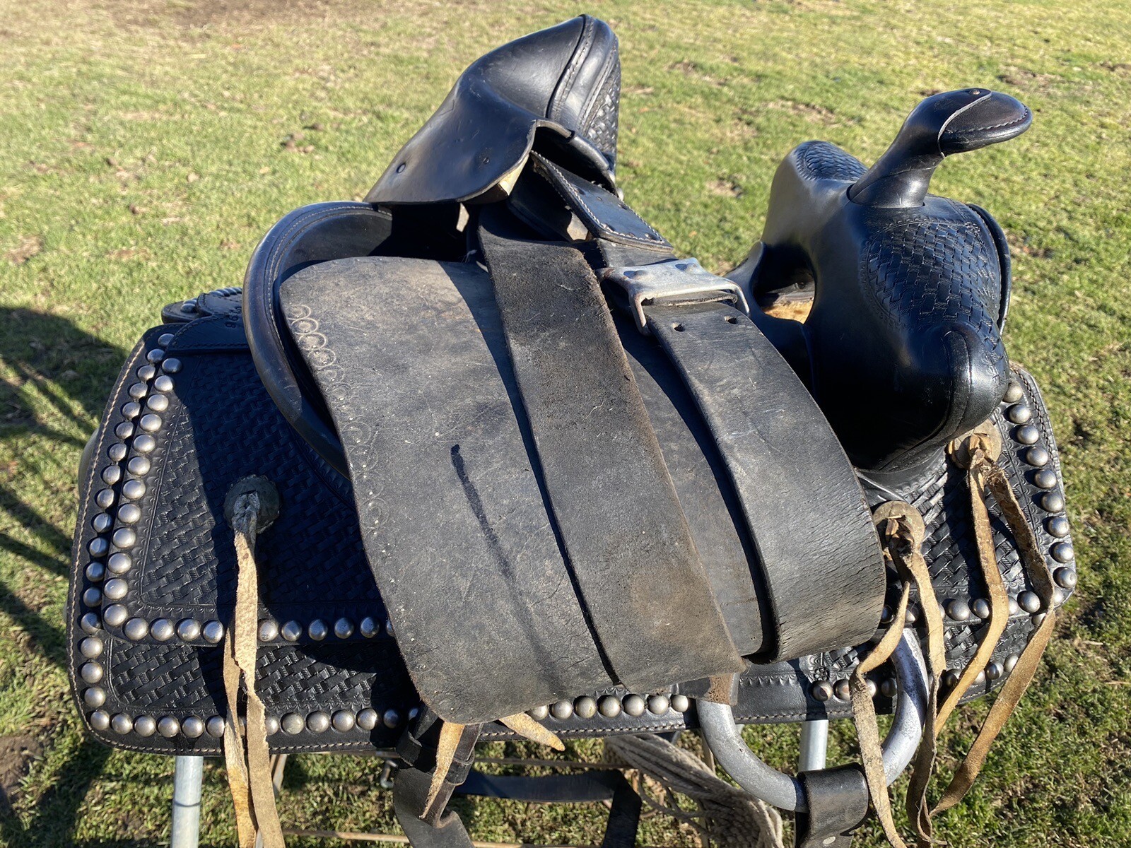 Vintage/Antique 14" Simco Western parade saddle w/silver studs, tapaderos