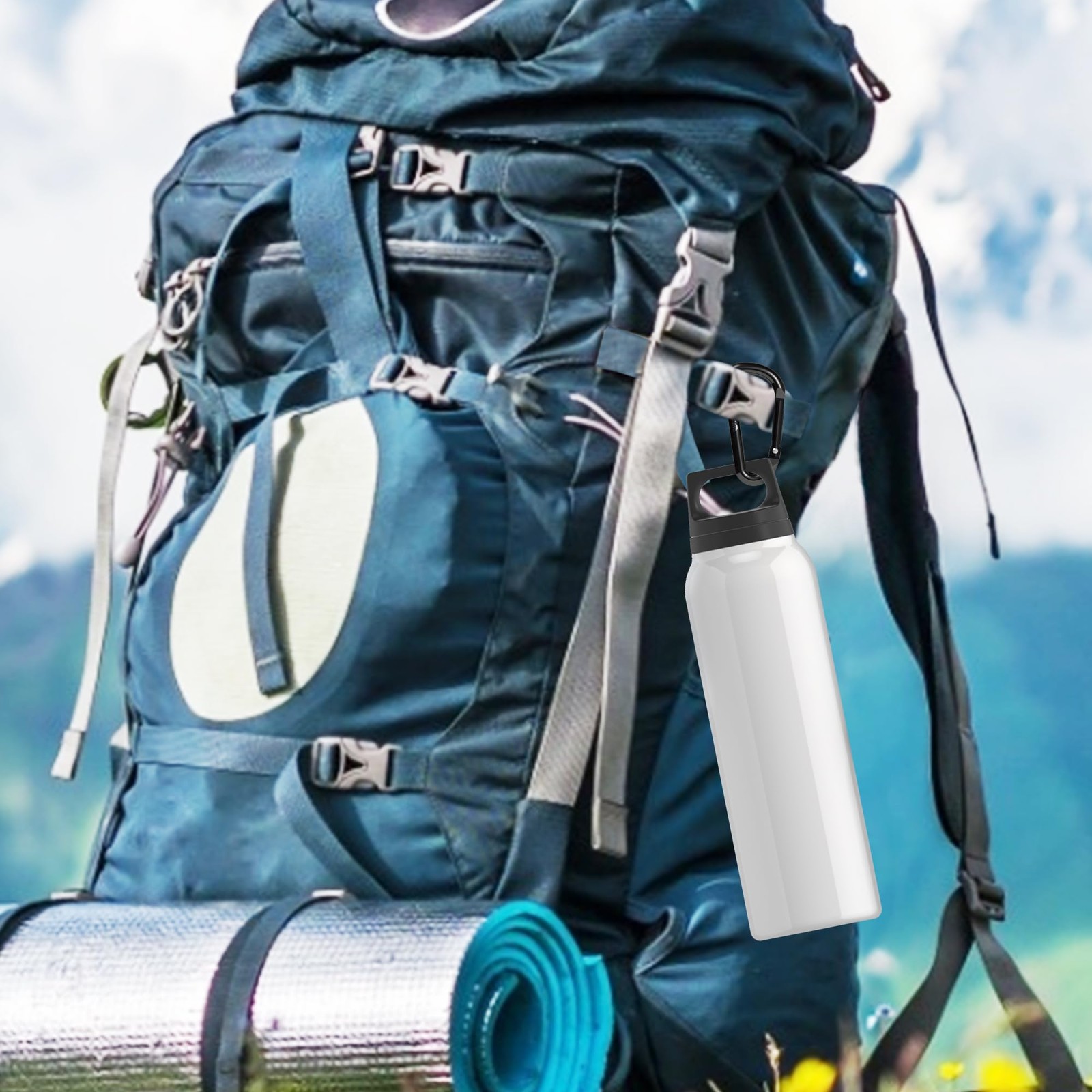 2.3'' Carabiner 6-Pack, D-Ring Aluminum Clips Keychain, Black