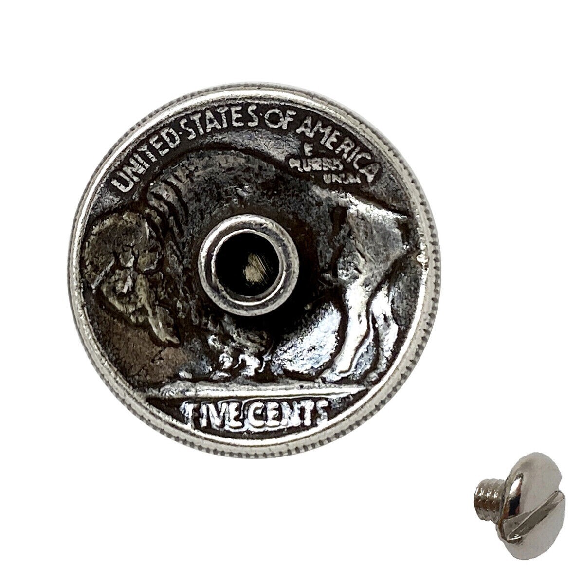 BUFFALO NICKEL INDIAN HEAD REPRODUCTION COIN CONCHO 7/8" screw back biker concho