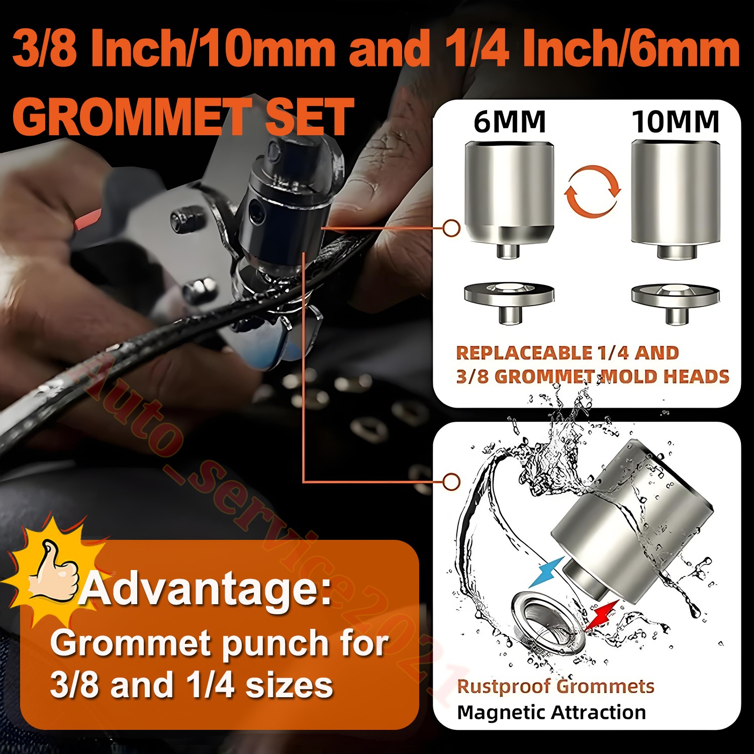 Grommet Tool Kit, Handheld Hole Punch Pliers, Hammer, Hole Punch, 400PCS Eyelets