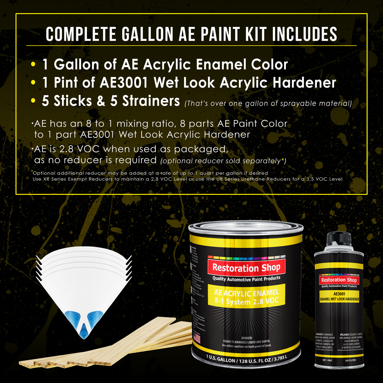 Restoration Shop Super Gloss Jet Black Acrylic Enamel Gallon Kit, Auto Paint