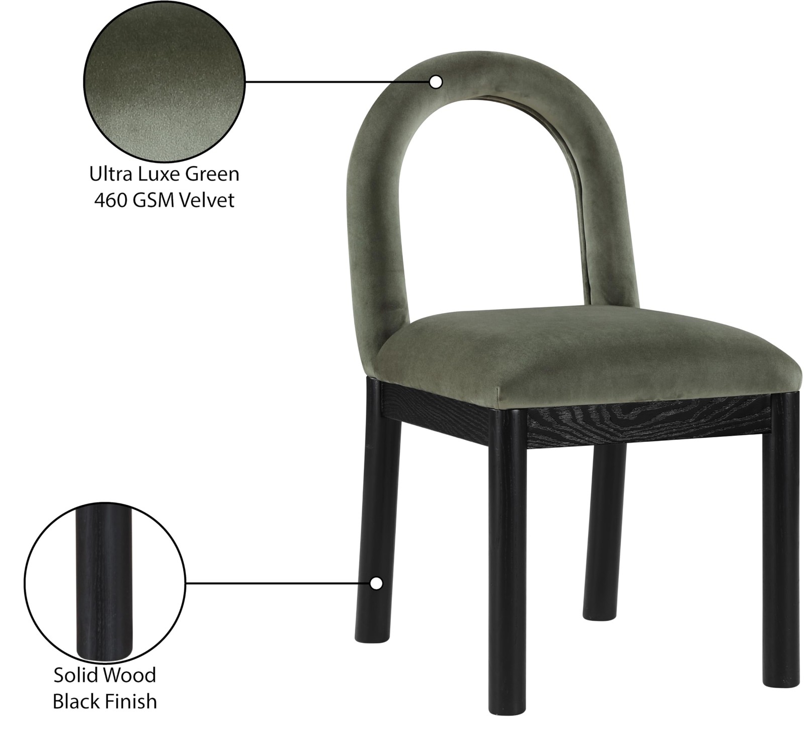 Meridian Furniture 11008Green-C Conrad Collection Art Deco Dining Chair