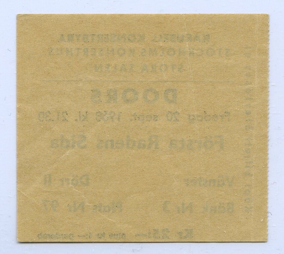 1968 THE DOORS Stockholm Sweden Original Concert Ticket