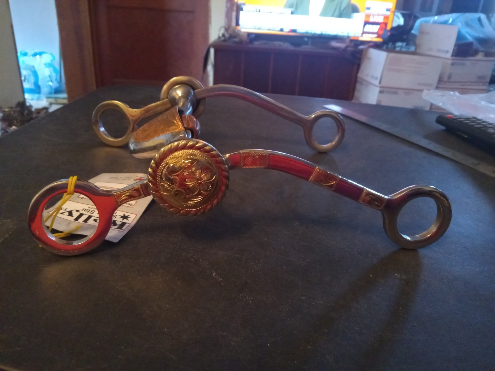 New western show bit hooded  roller silver copper inlays 5 in mouth