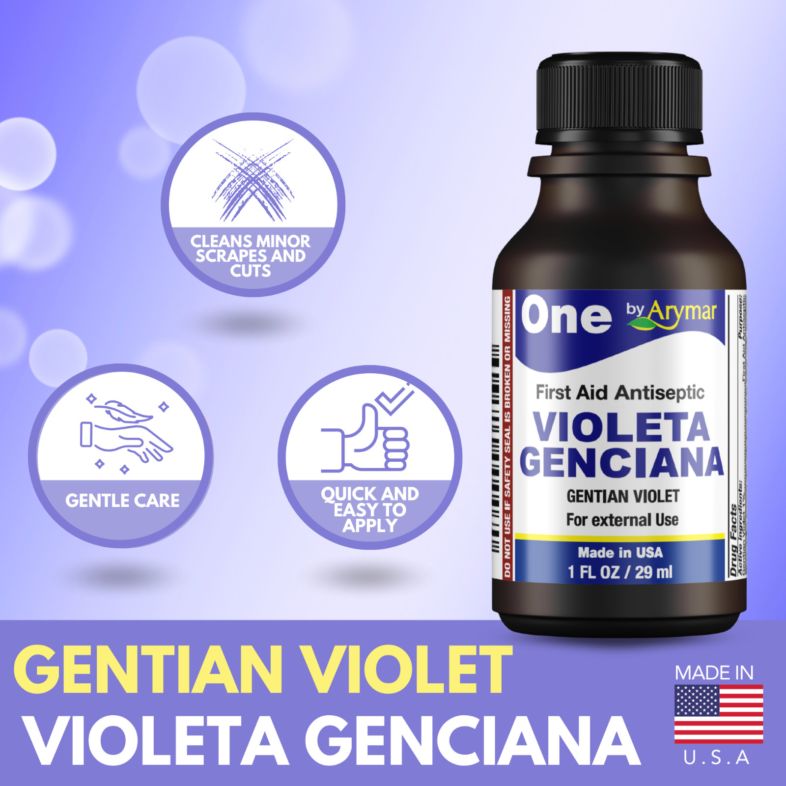 Arymar Violeta Genciana First Aid Antiseptic for Wounds, 1 fl oz (6-Pack)