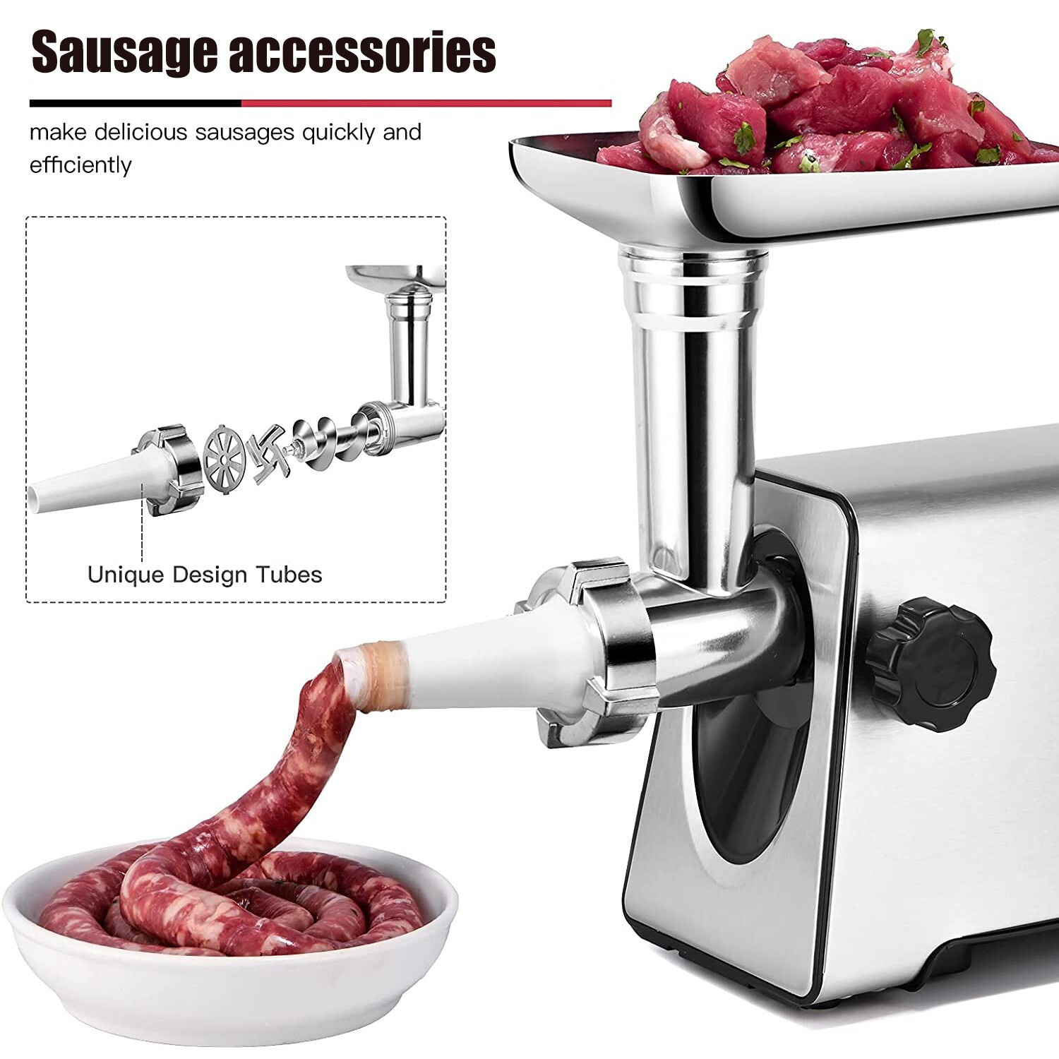 2800W Heavy Duty Commercial Electric Meat Grinder Sausage Maker Mincer Stuffer