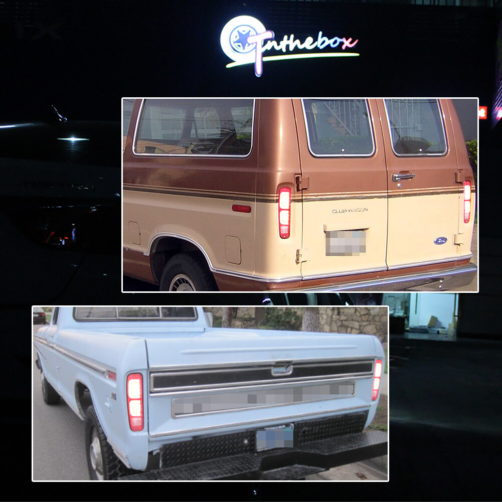 Red LED Rear Tail Lights Assembly For 74-91 Ford E150 F150 250 350 100 Bronco