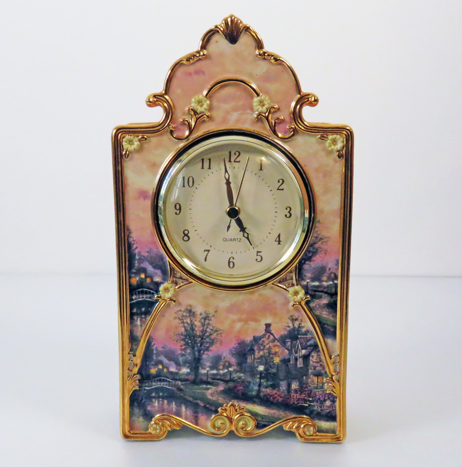 Bradford Exchange Thomas Kinkade Lamplight Lane Heirloom Porcelain Clock Ltd Ed
