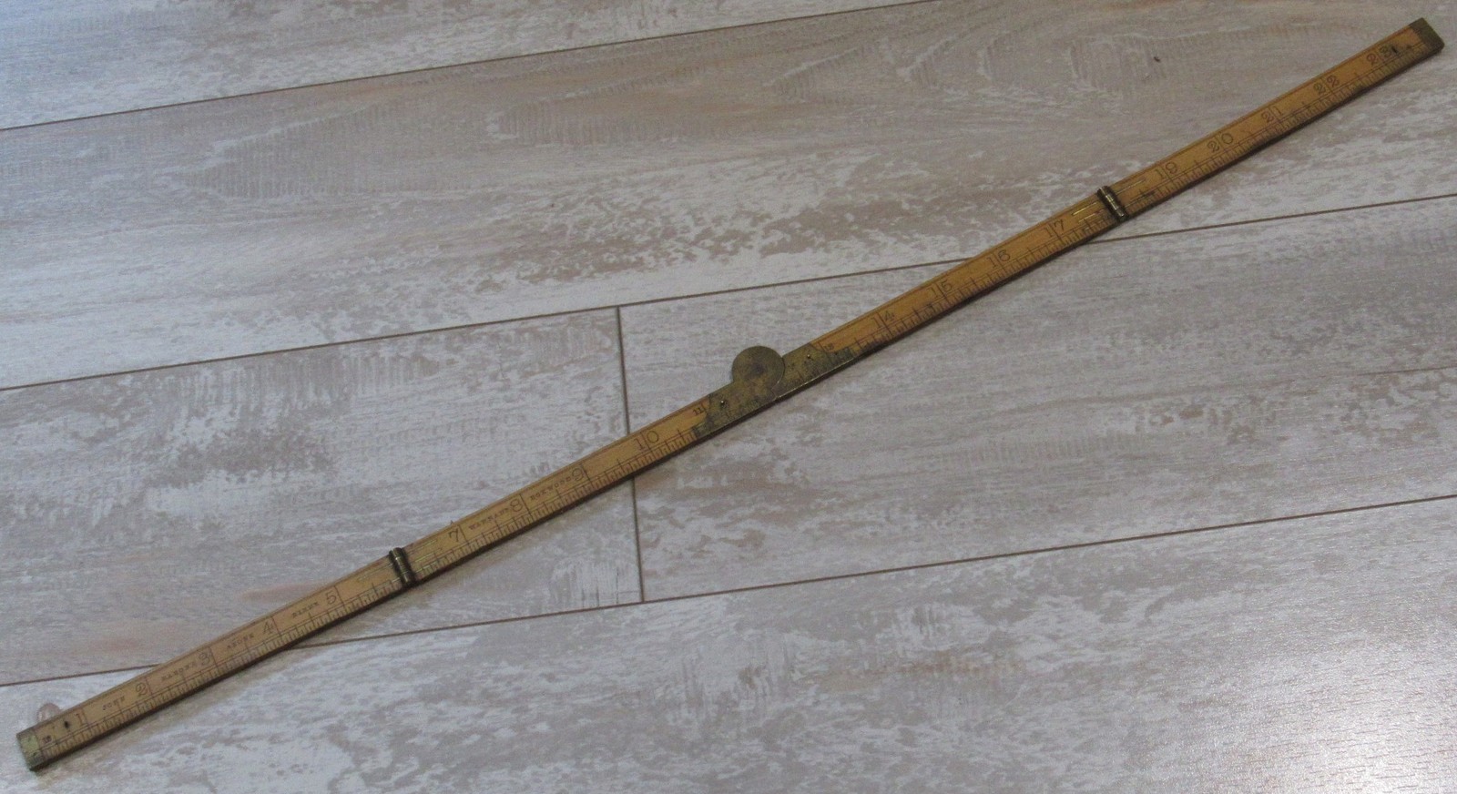 Vintage John Rabone & Sons No 1377 Boxwood Brass Folding Ruler 24'' Birm England