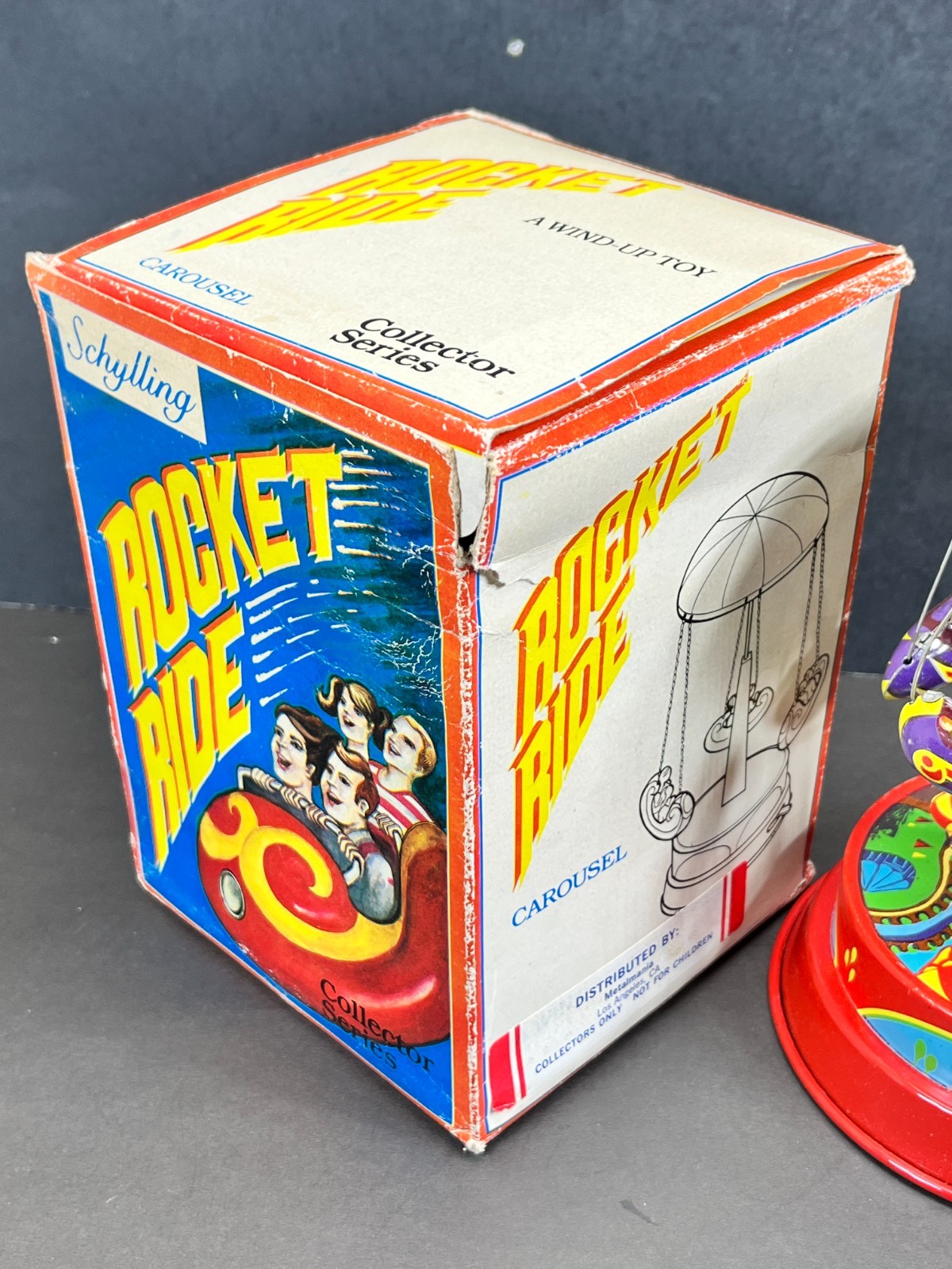 Rocket Ride Carousel Schylling Toys 2000 Vintage Tin Toy NOS in Box TESTED