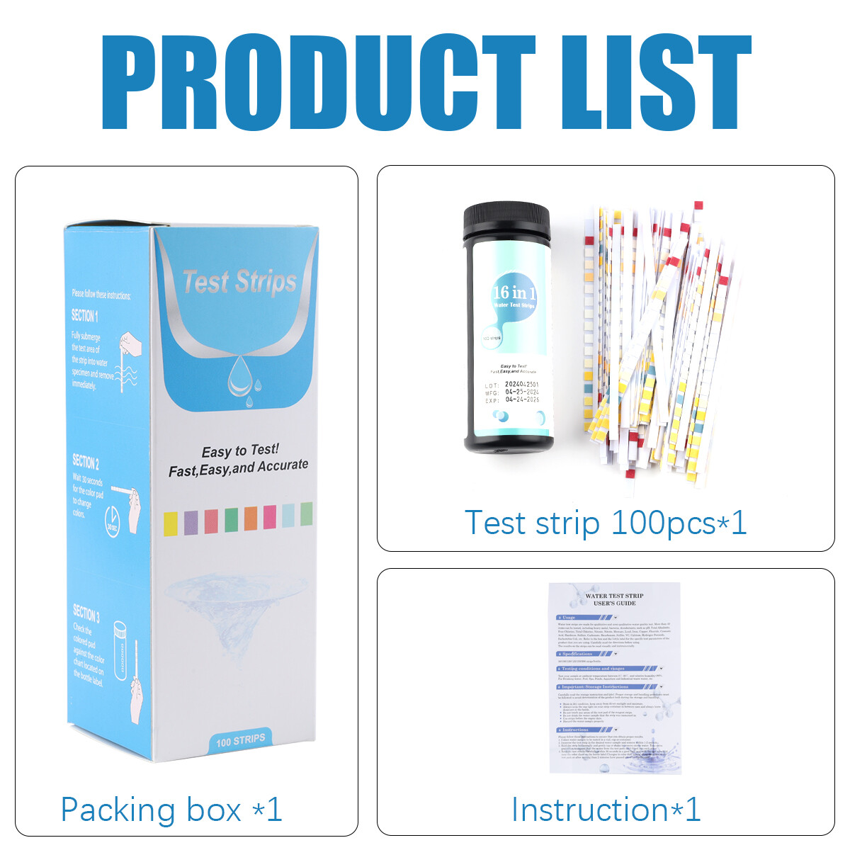 100/50pcs Chlorine Dip Test Strips SPA Hot Tub Swimming Pool PH Tester Paper US.