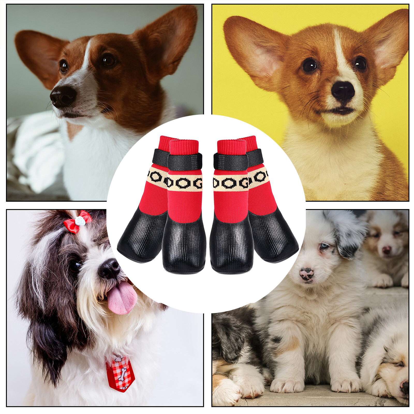 4pcs Dog Socks Anti Slip Waterproof Dog Shoes Boots Outdoor Indoor Paw Protector
