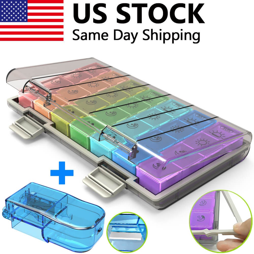 Large Weekly Pill Organizer Moisture-Proof 4 Times a Day 7 day Medicine Storage