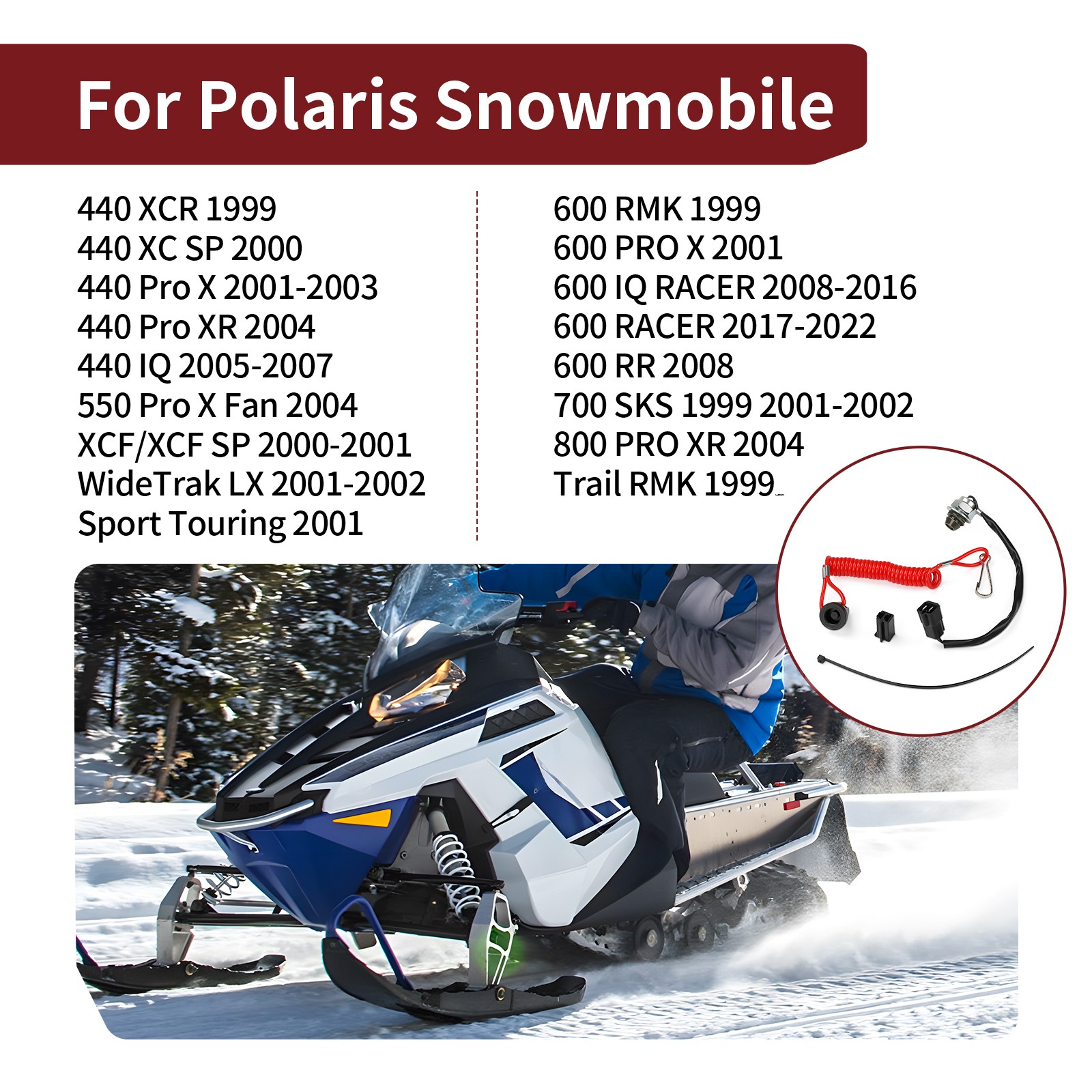 Tether Kill Run Switch For Polaris Snowmobile 440 600 4010187 4010849 2874379