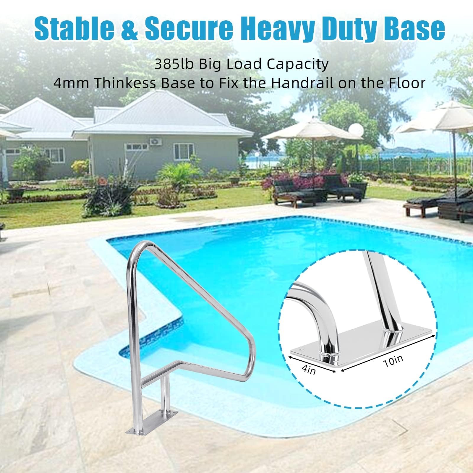 55"x32" Stainless Steel Pool Handrail ,Swimming Pool Rail Step Stair Hand Rails