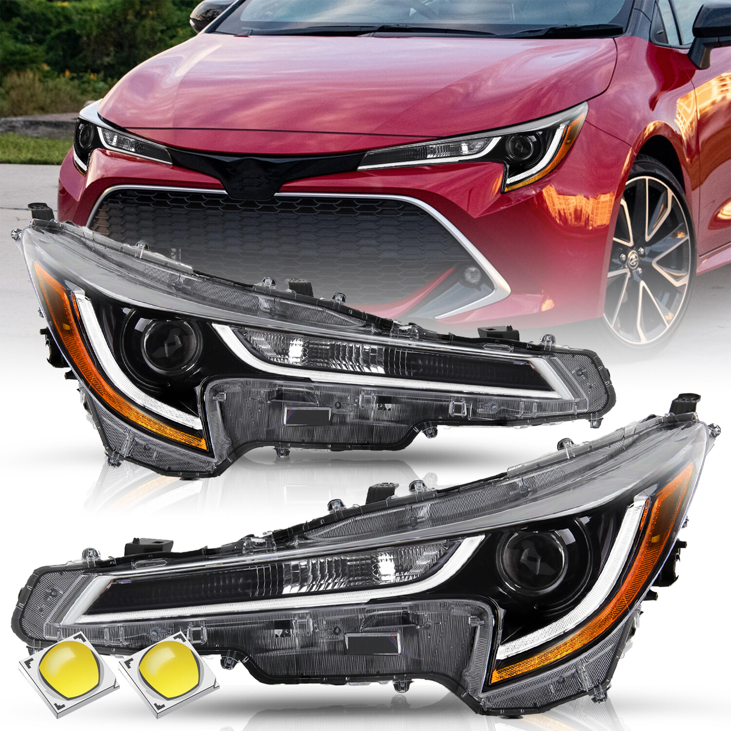 For 2020 2021 2022 Toyota Corolla L | LE LED Projector Headlights Headlamps Pair