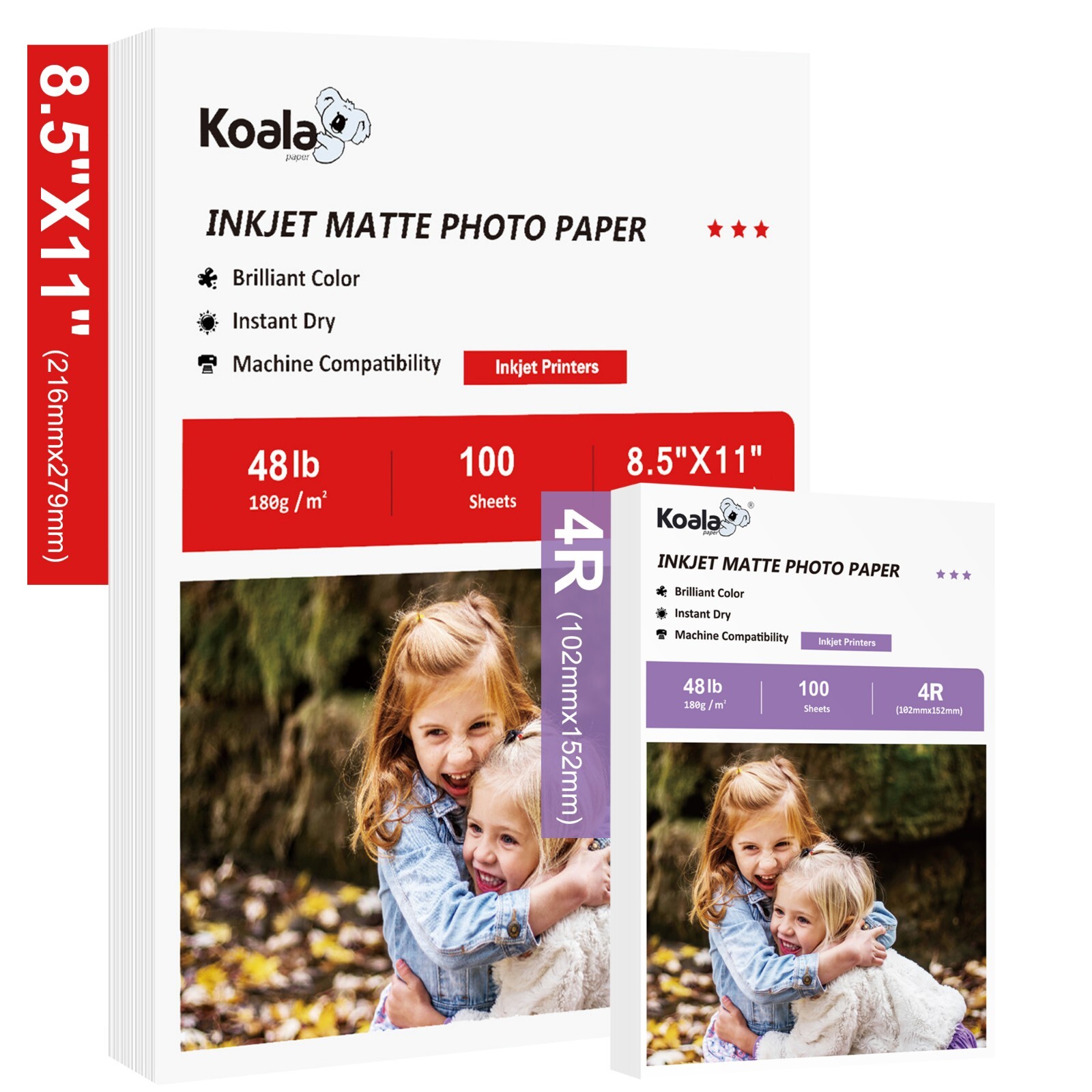 Lot Koala Premium Matte Photo Paper 4x6 / 8.5x11 for Inkjet Printers 48lb / 39lb