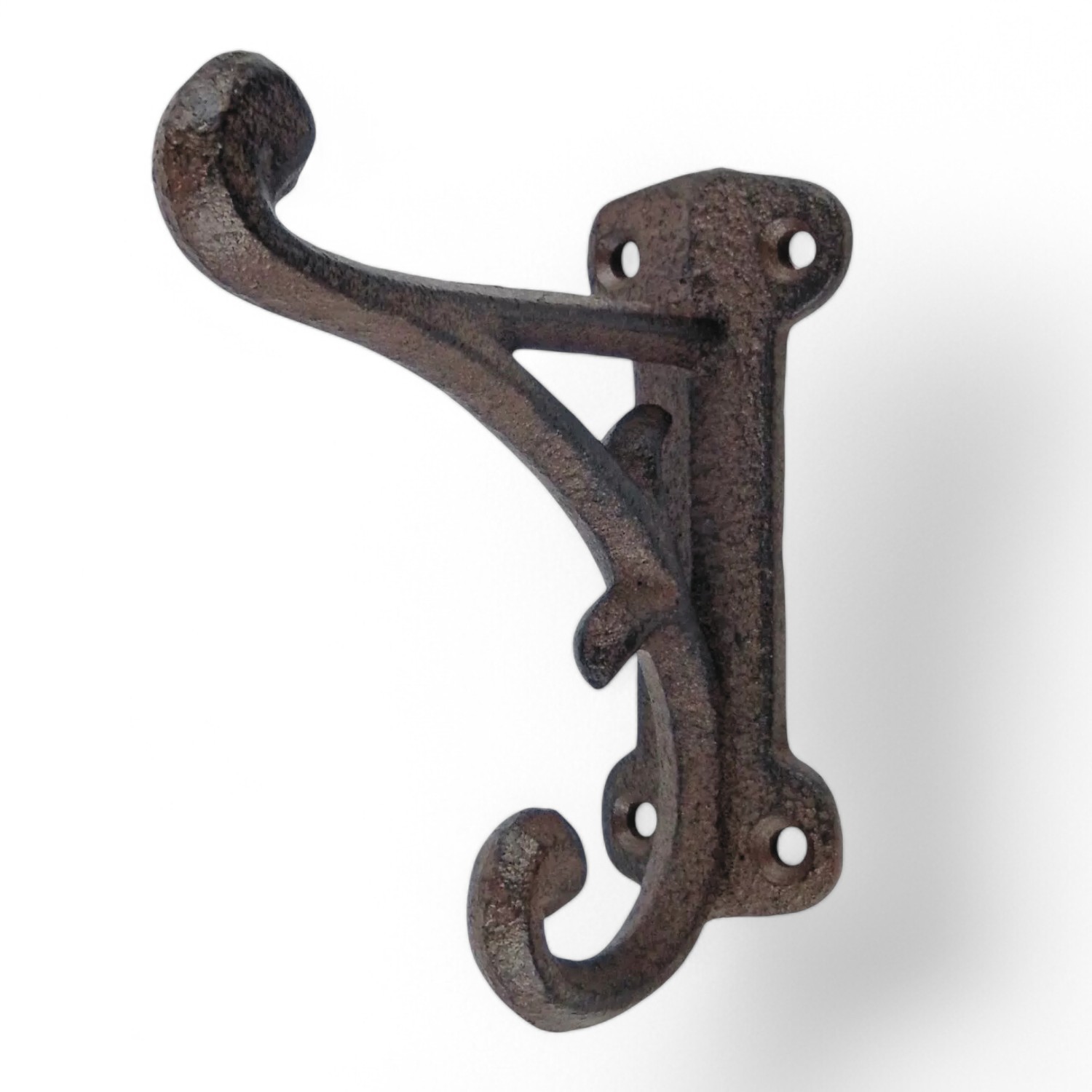 Rustic Cast Iron Double Wall Hook – Antique Vines Scroll Coat Towel Key Hanger