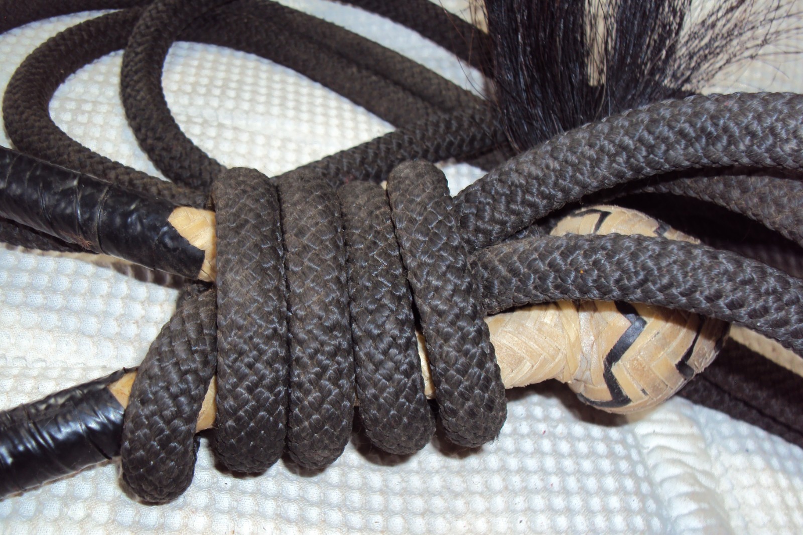 Western Rawhide Braided Bosal & Mecate Reins - Tassels - Full Size - GREAT