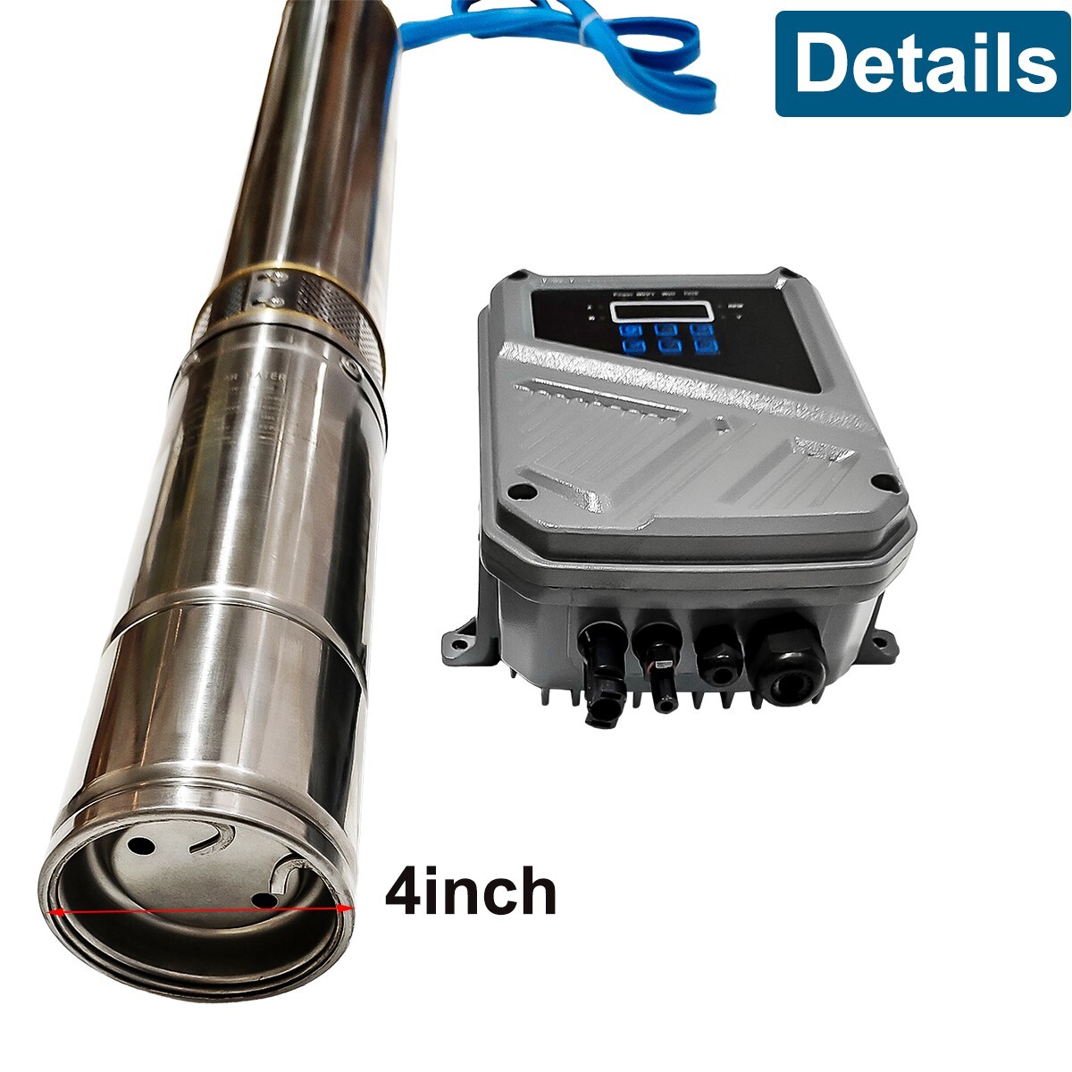 4" 600W Solar Pump Submersible Pump Bore Deep Well Pump+MPPT Controller DC 48V