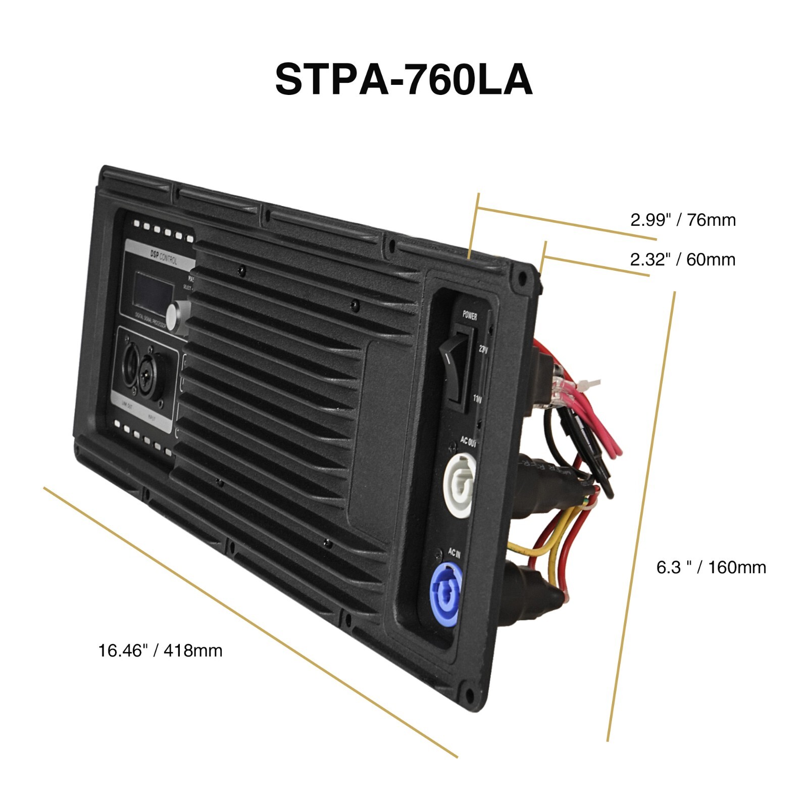 Sound Town Class-D Plate Amplifier 550W Continuous 2-Channel DSP (STPA-760LA)