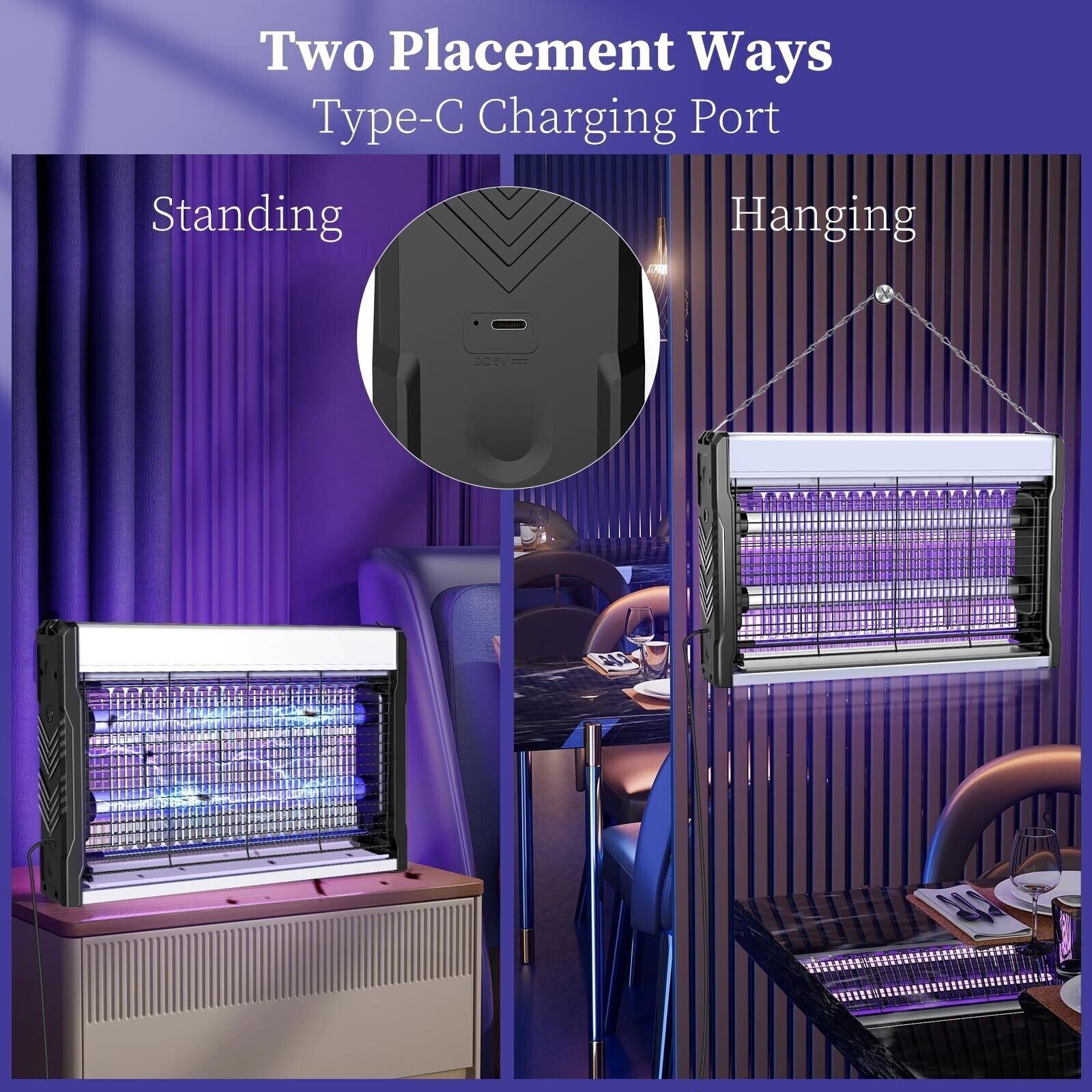 Bug Zapper 3200V Electronic Mosquito Zapper for Outdoor and Indoor Waterproof T