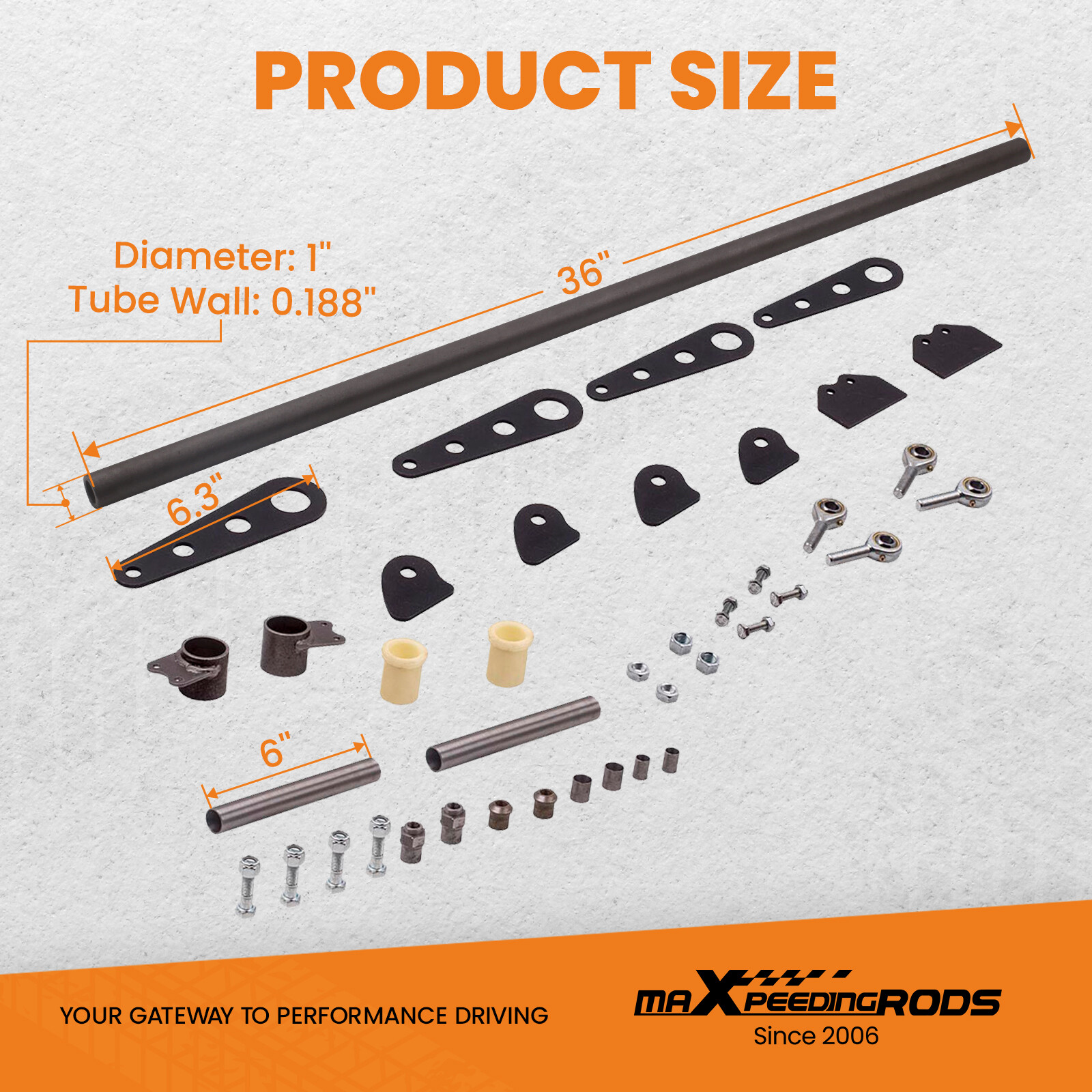 Anti-Roll Bar Kit 24"-36" Chromoly Frame Rail Width, 10.2" Arms