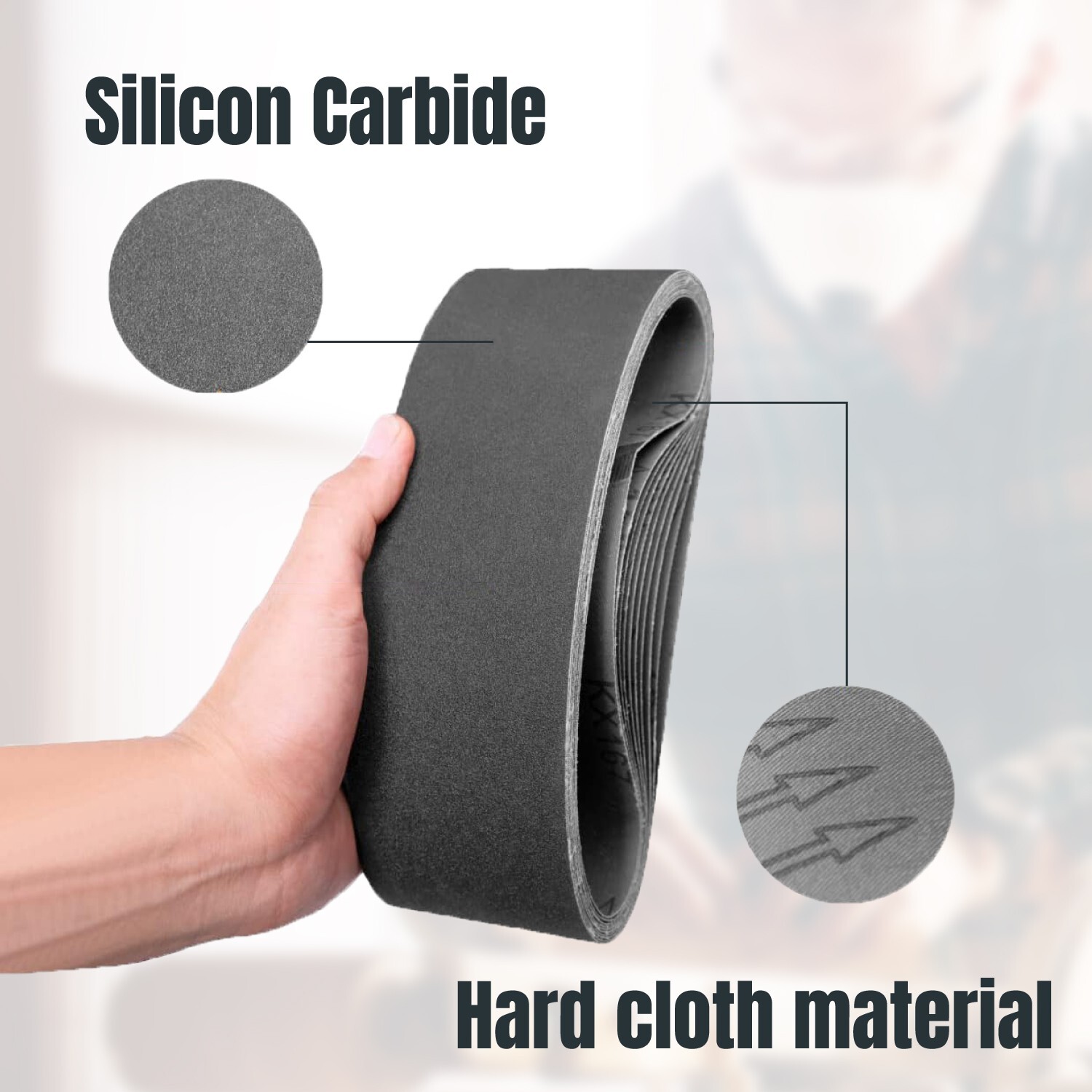 POWERTEC 46007 3" x 21" Silicon Carbide Sanding Belts, 12PK