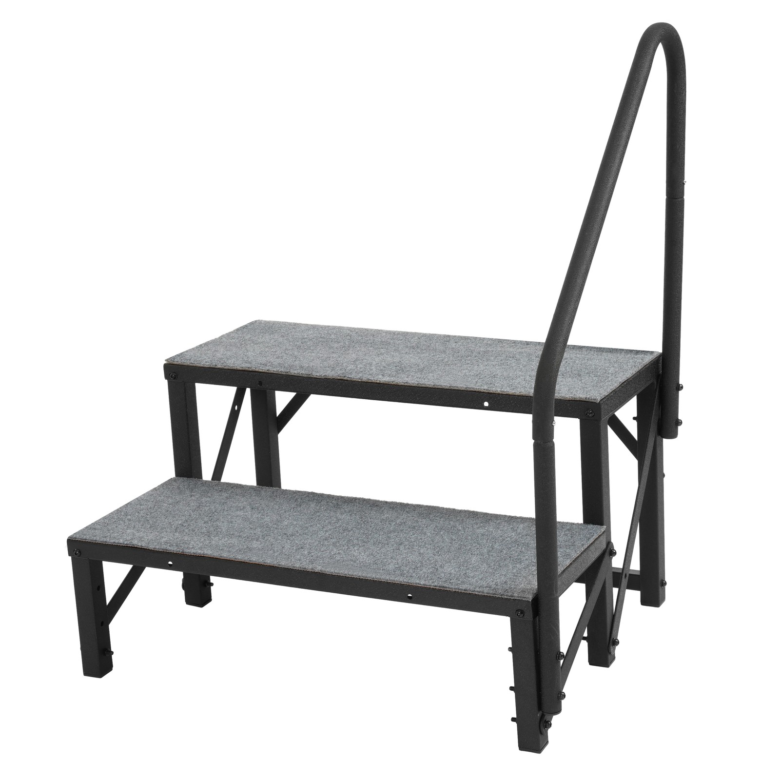 2 Steps Ladder RV Step w/Handrail For Trailer Travel Camper Mobile Home Stairs