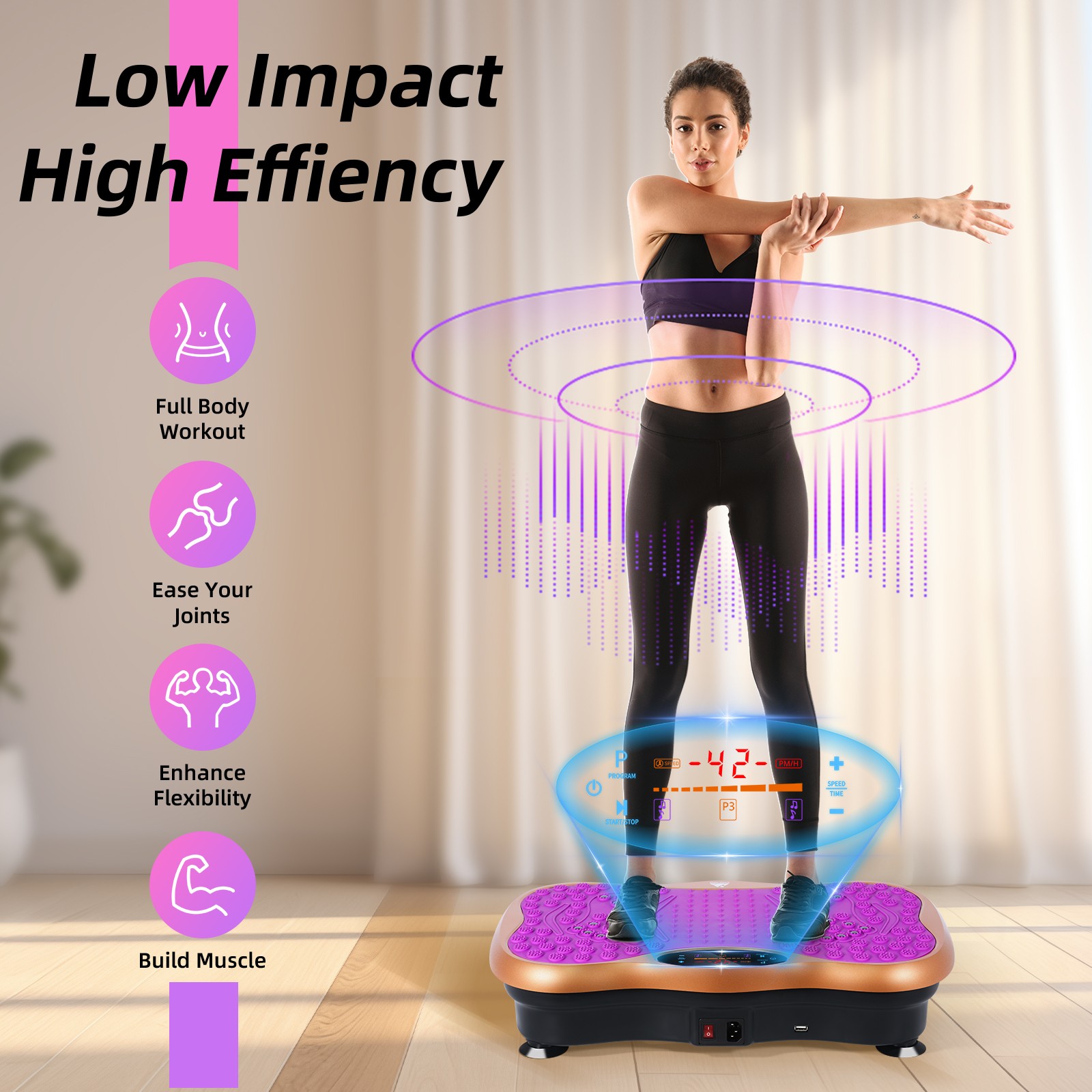 Vibration Plate Exercise Machine Whole Body Vibrating Platform Bluetooth Remote