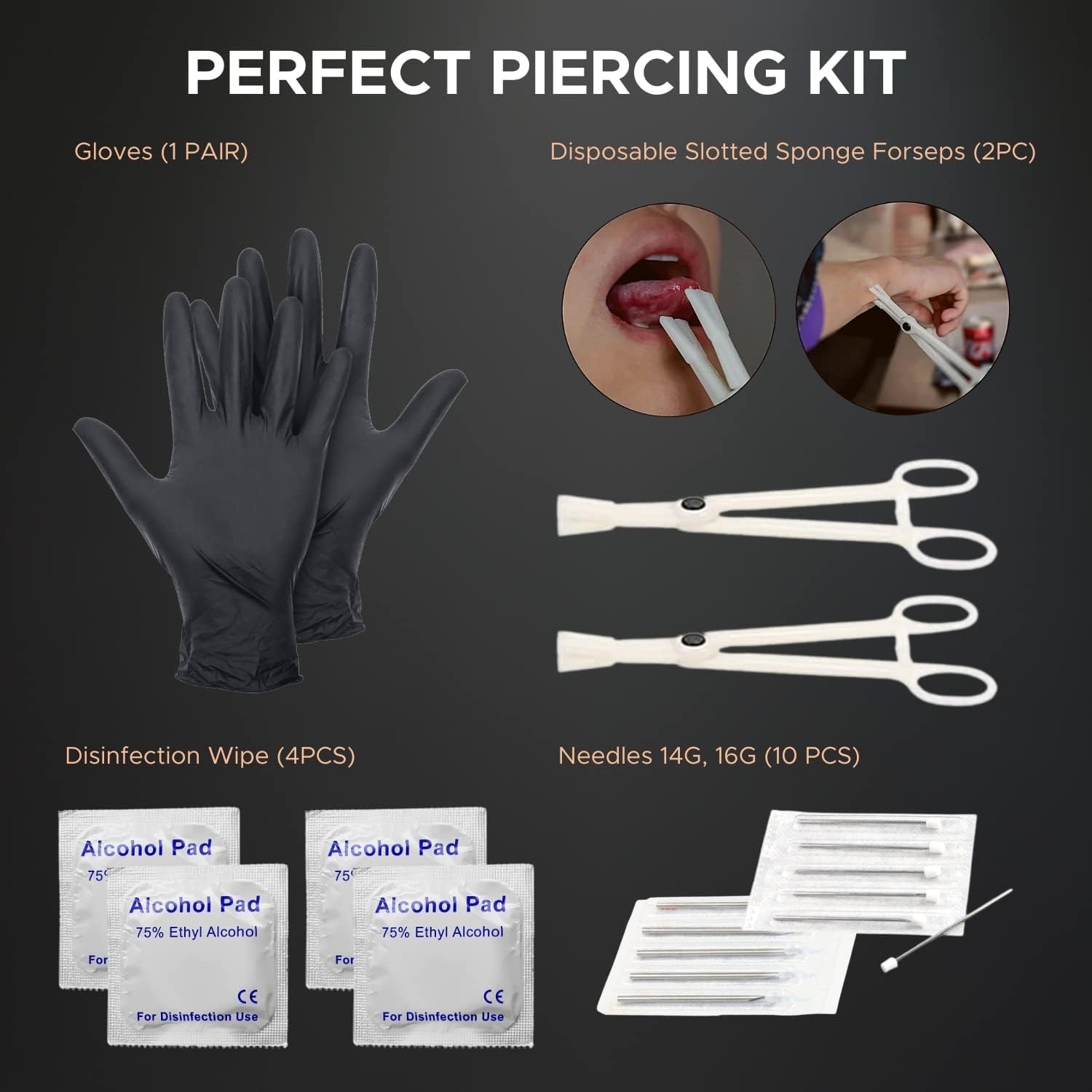 Deluxe 156PC Body Piercing Set - Horseshoe Ring Hoop Barbell