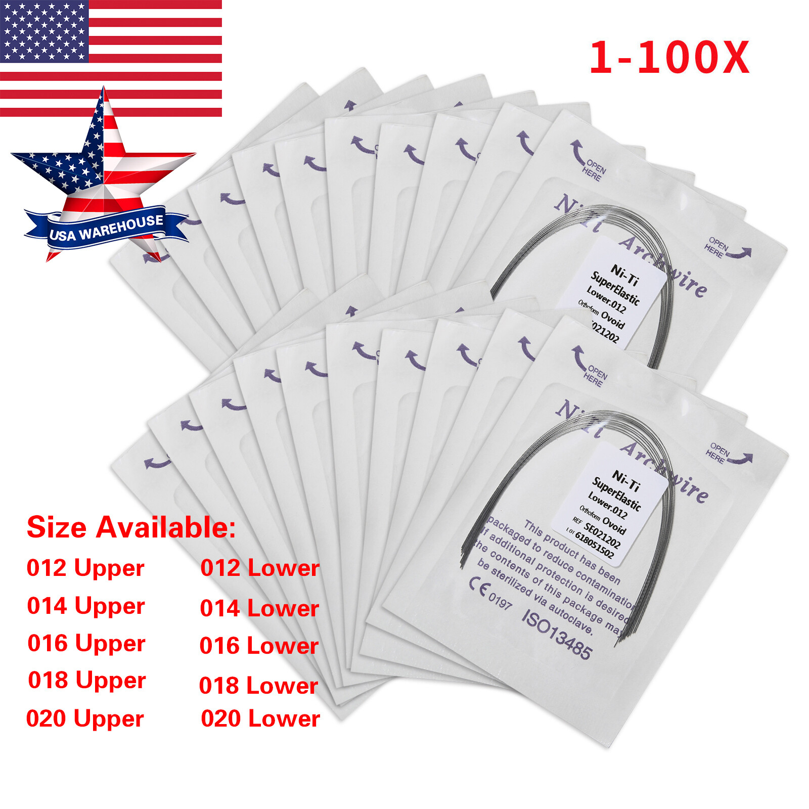 Dental Super Elastic Niti Round Arch Wires Arch Wire for Bracket Braces USA