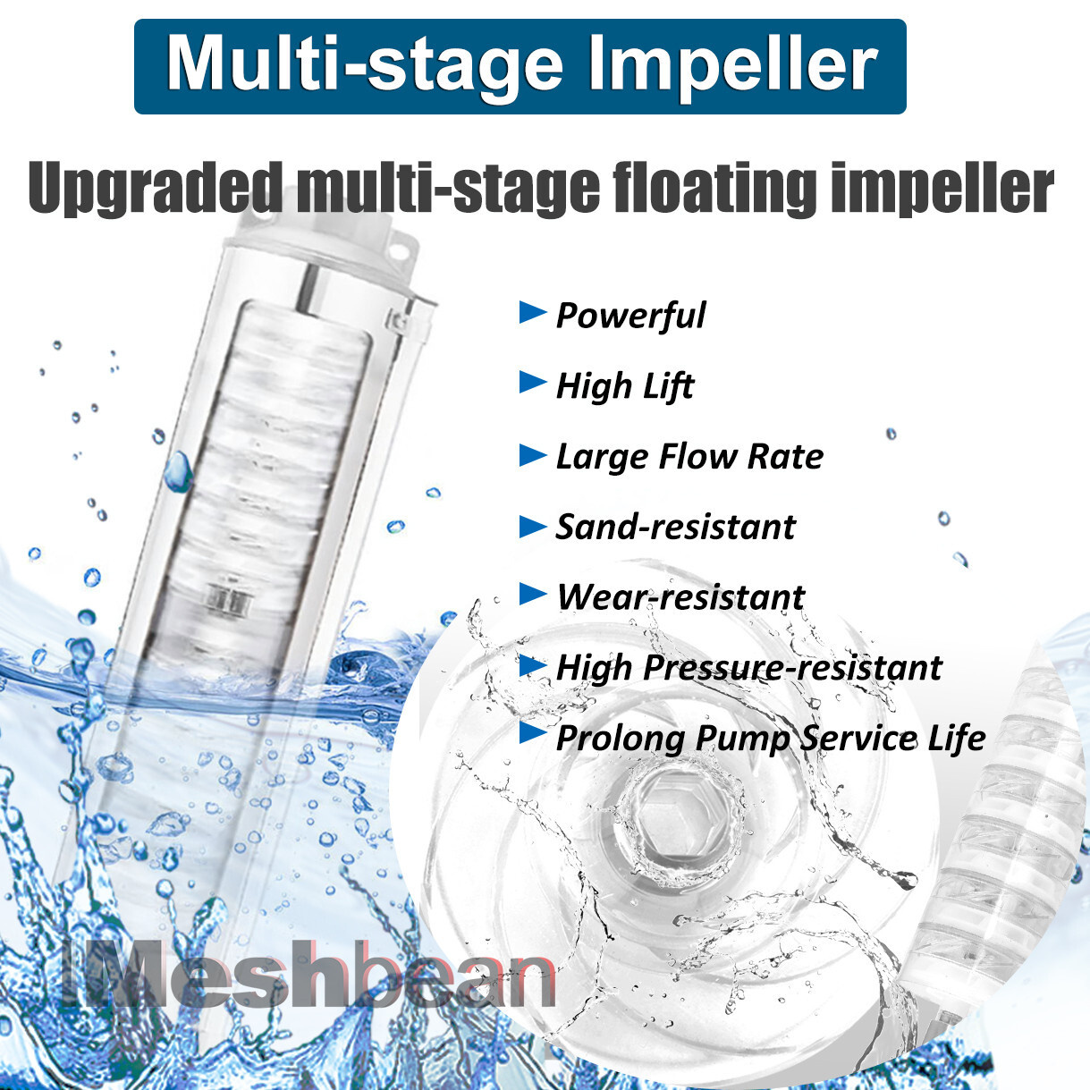 1 HP 4'' Deep Well Submersible Pump ,115V, 33 GPM, 276 ft ,60Hz,Stainless Steel