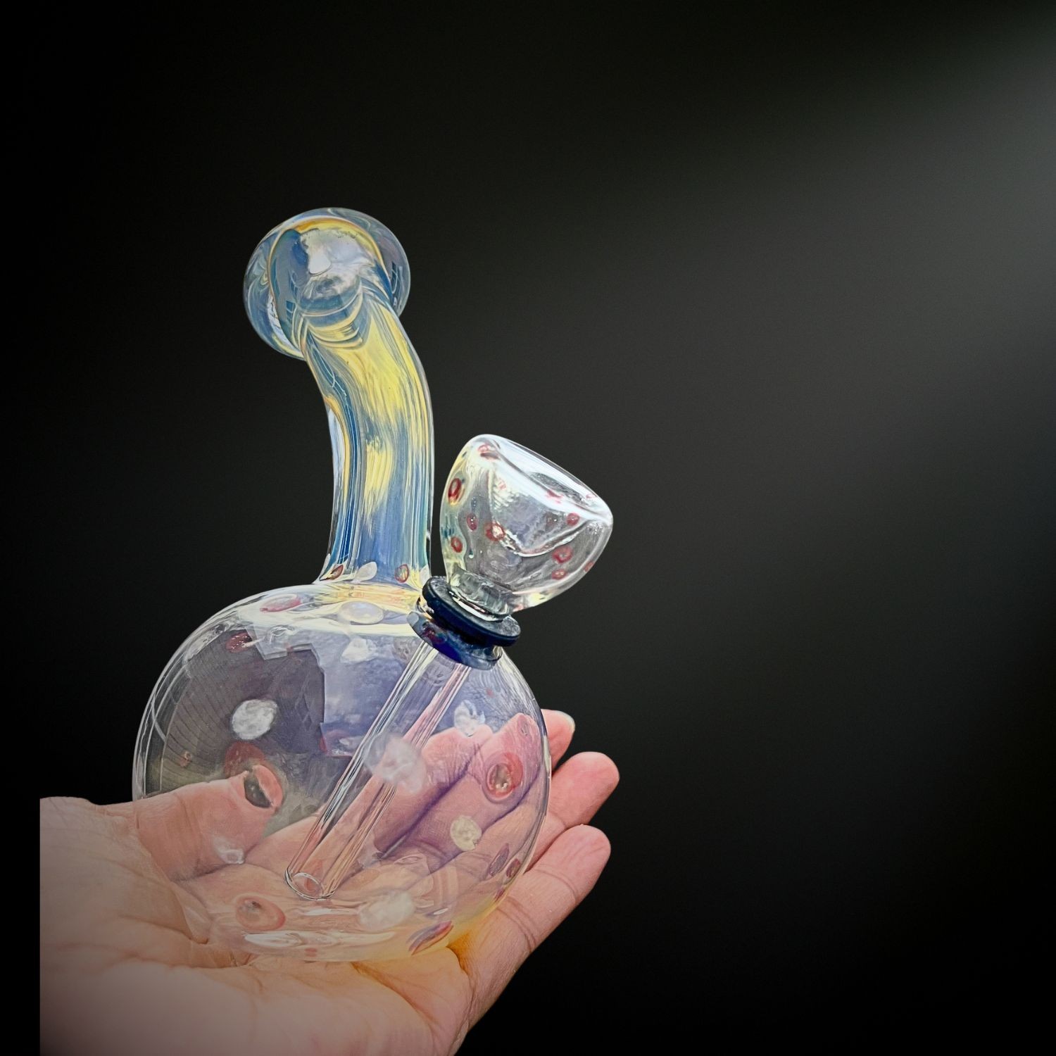 Cosmic Bubbler" — Iridescent Fumed Glass Water Pipe w/ Detachable Bowl bong