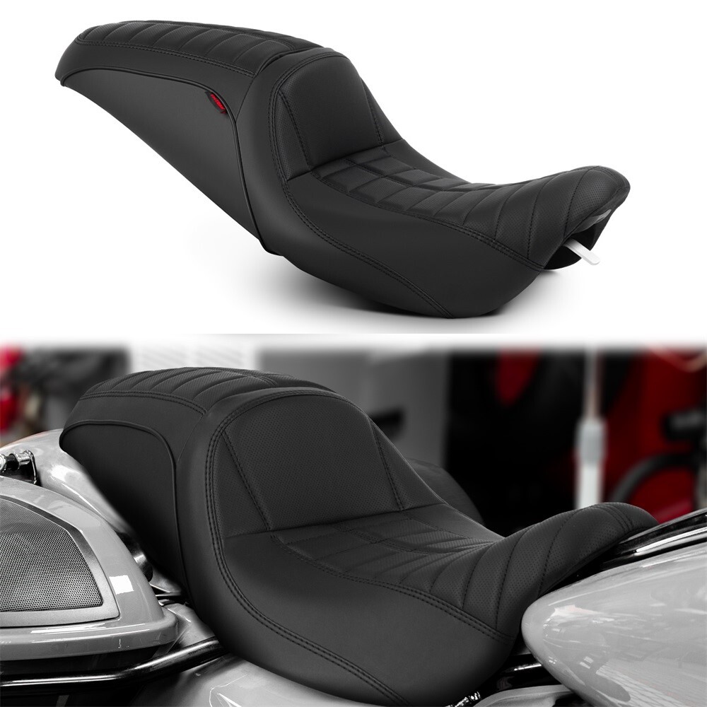 Black Stitch Front Rear Seat For Harley Road King Street Glide Models 1997-2007