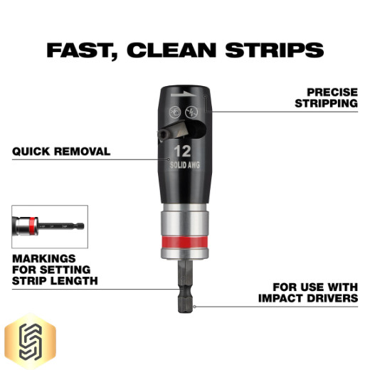 Milwaukee 48-32-6406 4-Piece Solid Wire Stripper Set 8-14 AWG For Impact-Driver