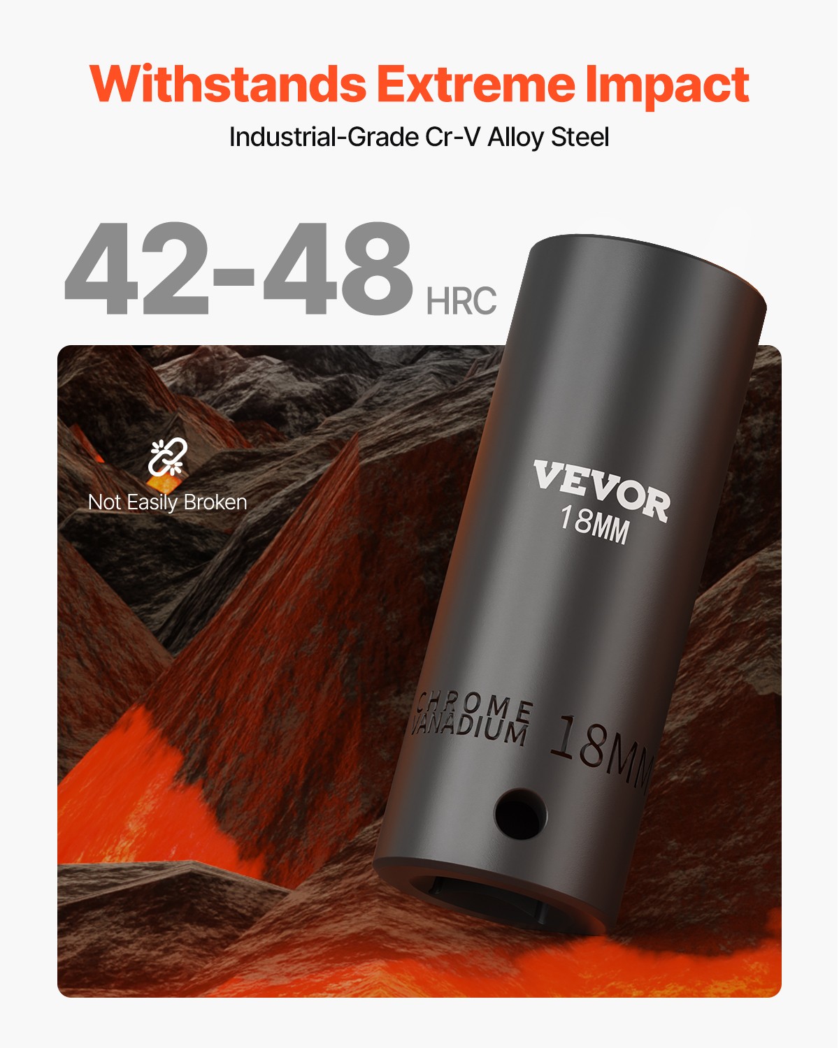 VEVOR Impact Sockets Set 1/2 Inch Drive 26 PCS Metric 10mm - 36mm Deep 6-Point