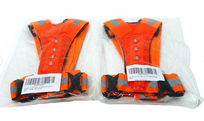 LED Reflective Running Vest High Visibility Warning Lights With Battery (2PK)