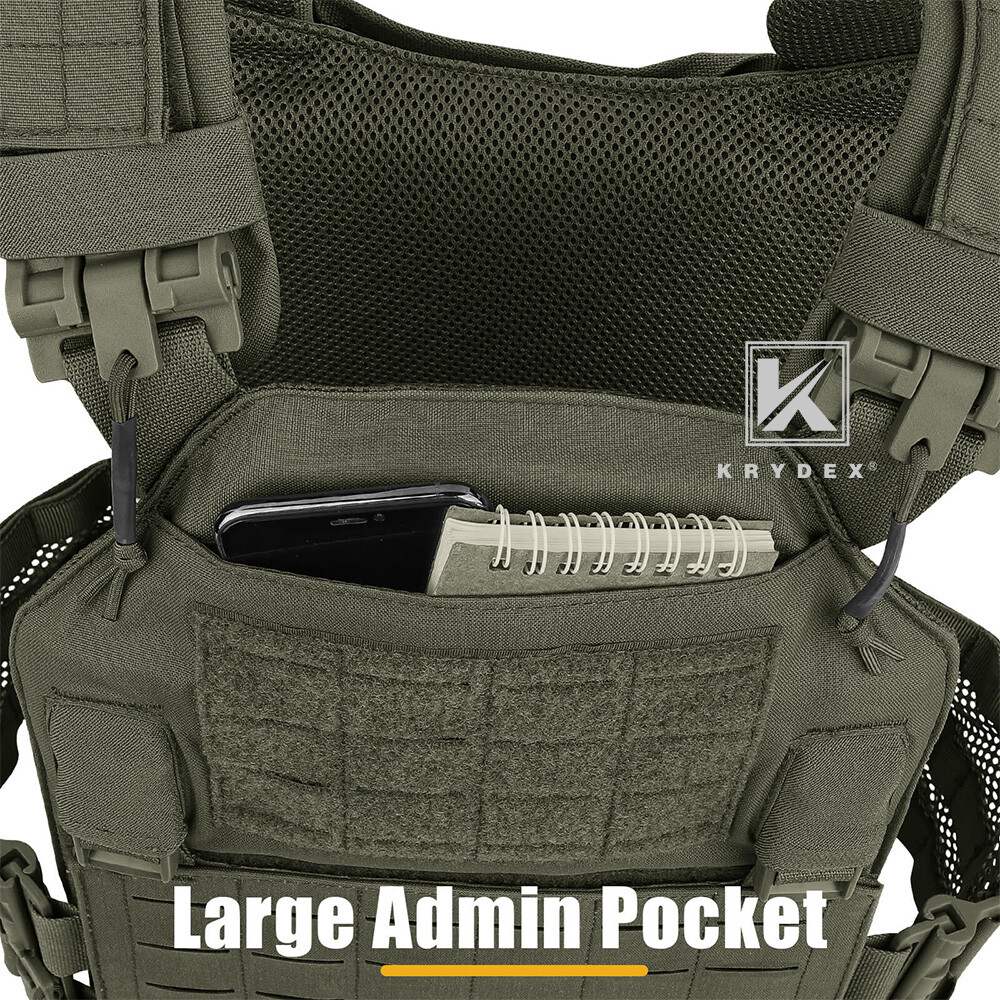 KRYDEX Plate Carrier Tactical Vest Quick Release & Laser Cut MOLLE Panel w/ Clip