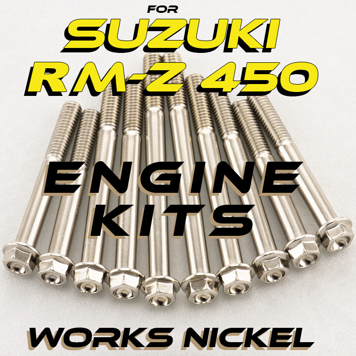 ENGINE Bolt Kit for Suzuki RM-Z450 | Works Nickel bolts are Instagram worthy!